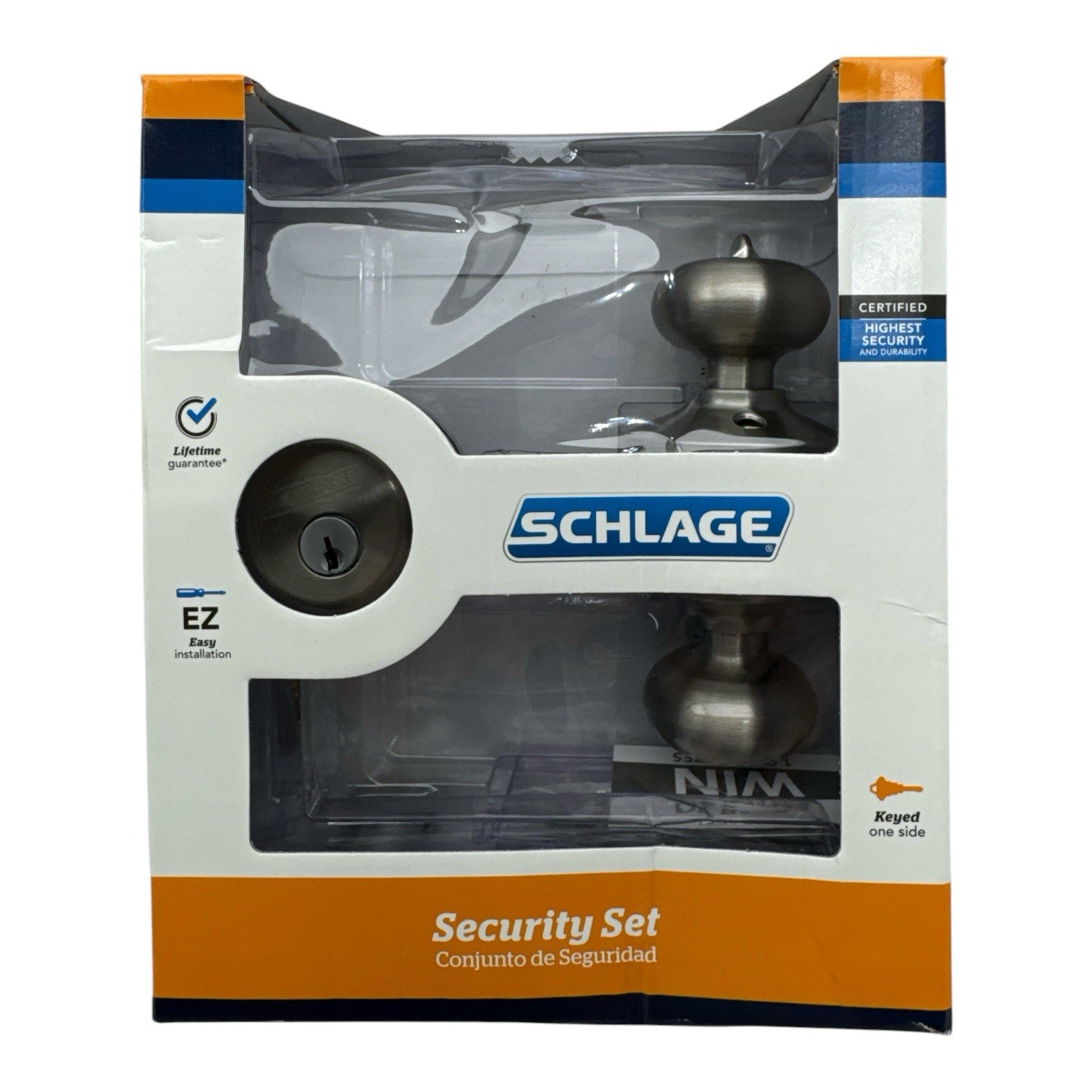 Schlage Plymouth Entry Knob & Deadbolt Combo Satin Nickel FB50 V PLY 619 New Schlage Plymouth Entry Knob & Deadbolt Combo Satin Nickel FB50 V PLY 619 New
