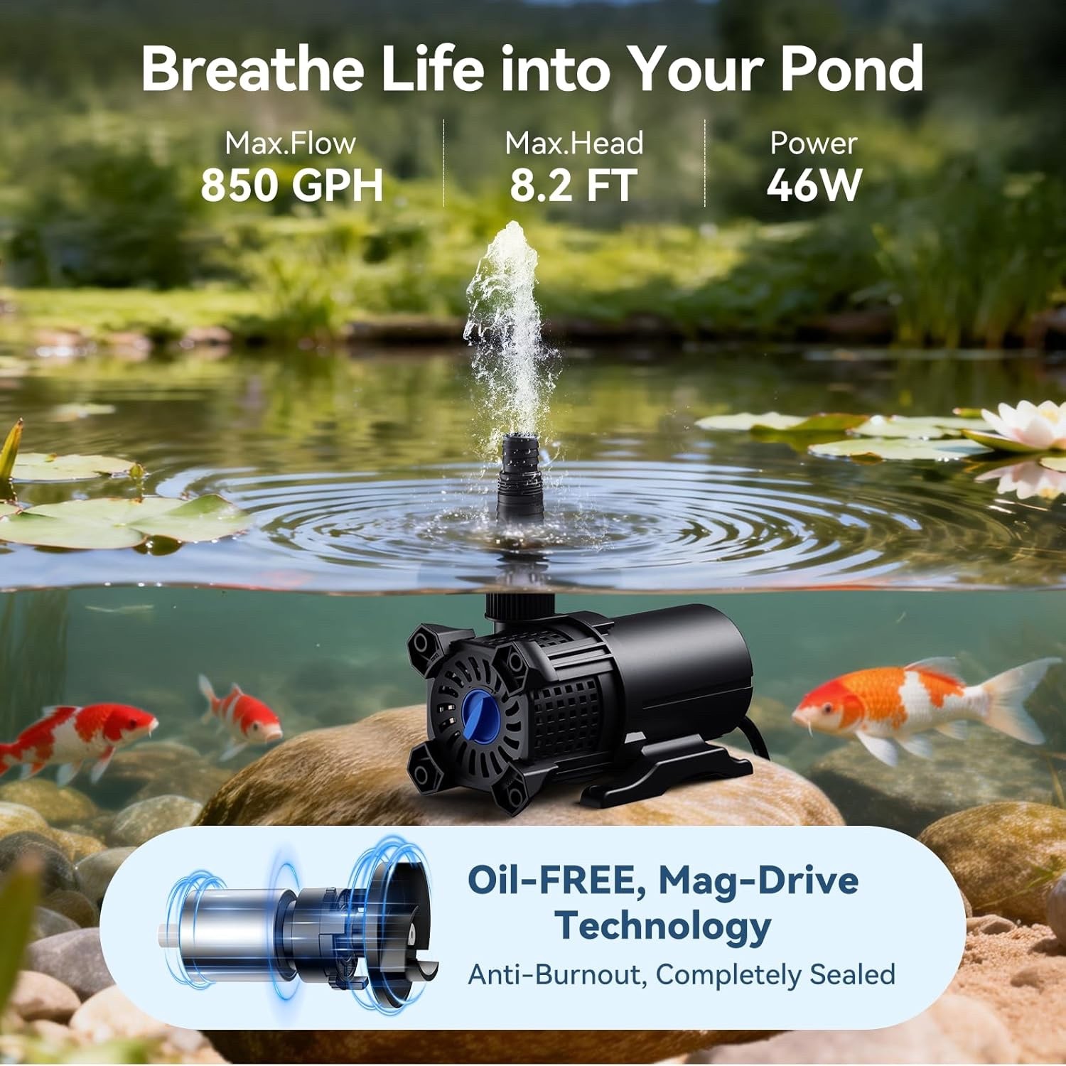 Water Pond Pump Set 850GPH Submersible Adjustable for Fountains & Waterfalls etc Water Pond Pump Set 850GPH Submersible Adjustable for Fountains & Waterfalls etc