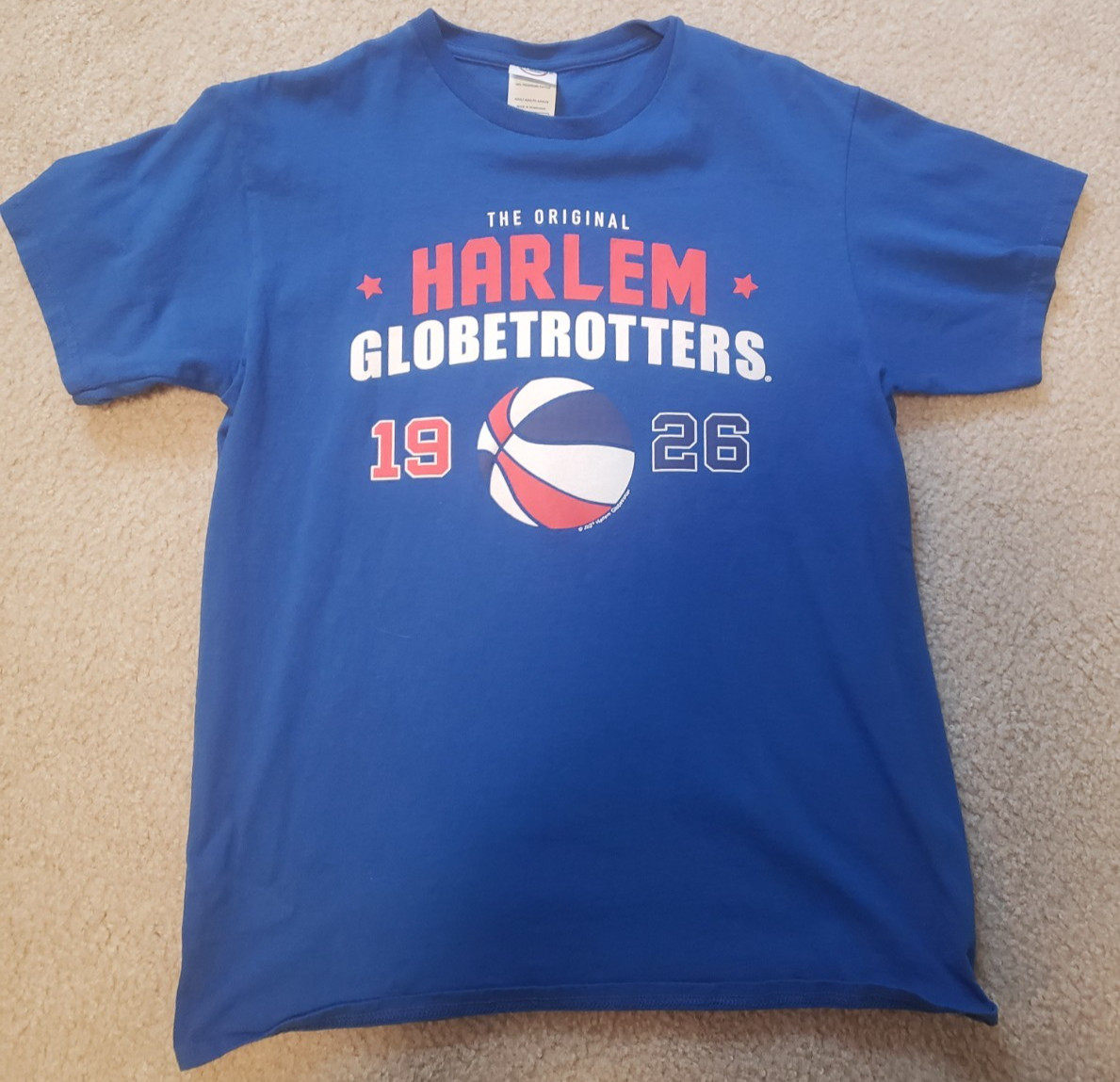 Harlem Globetrotters T-Shirt Medium Blue Adult Short Sleeve 100% Cotton