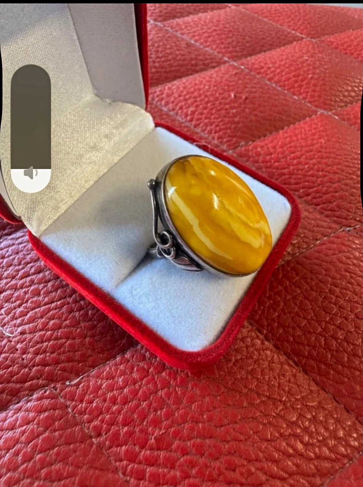 925 Sterling Silver Amber vintage antique Bezel Ring Size 7