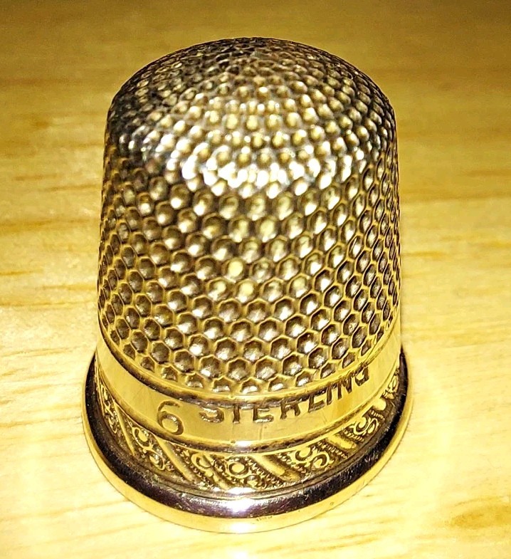 Antique Sterling Silver Thimble Size 6 Ornate Floral Scroll Sewing Collectible Antique Sterling Silver Thimble Size 6 Ornate Floral Scroll Sewing Collectible