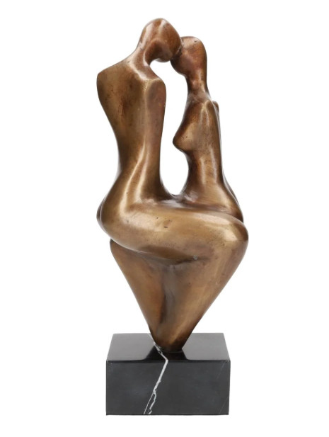 Bronze Couple Modern Women Statue Lady Sculpture Marble Art Female Man Decor Lov