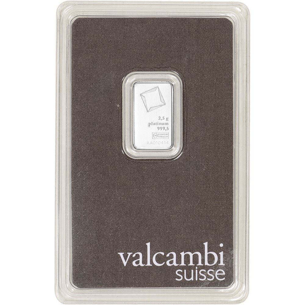 2.5 gram Platinum Bar - Valcambi Suisse - 999.5 Fine in Sealed Assay 2.5 gram Platinum Bar - Valcambi Suisse - 999.5 Fine in Sealed Assay