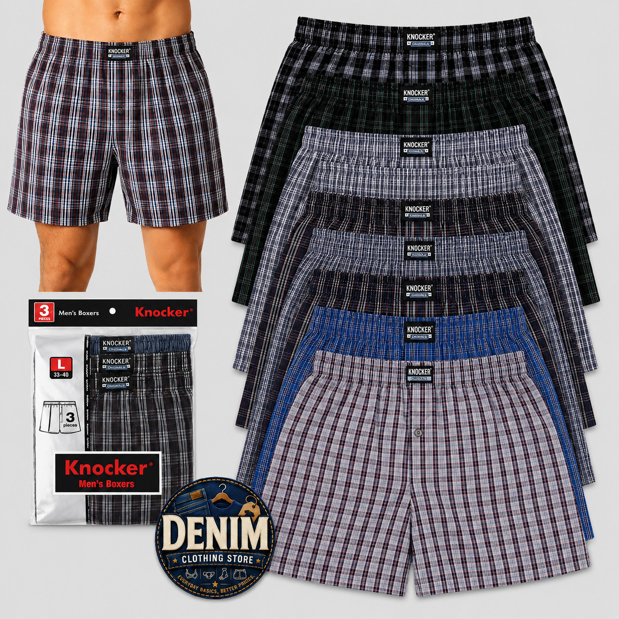 3, 6 Pack Men’s Boxer Trunks Plaid Shorts Underwear Poly Cotton Blend S-3XL 3, 6 Pack Men’s Boxer Trunks Plaid Shorts Underwear Poly Cotton Blend S-3XL