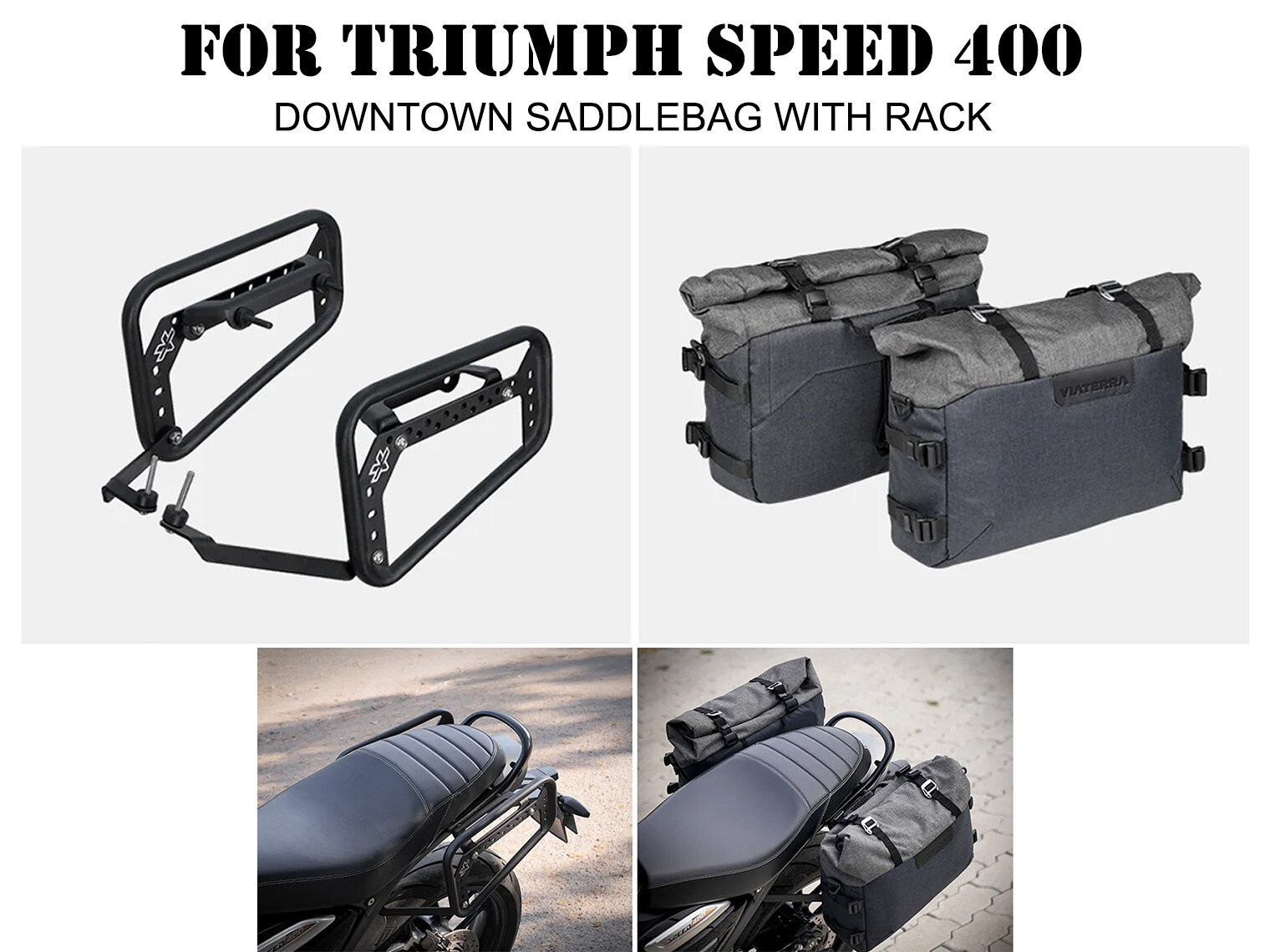 SADDLE STAY WITH DOWNTOWN PANNIER BAGS Fit For Triumph Speed 400
