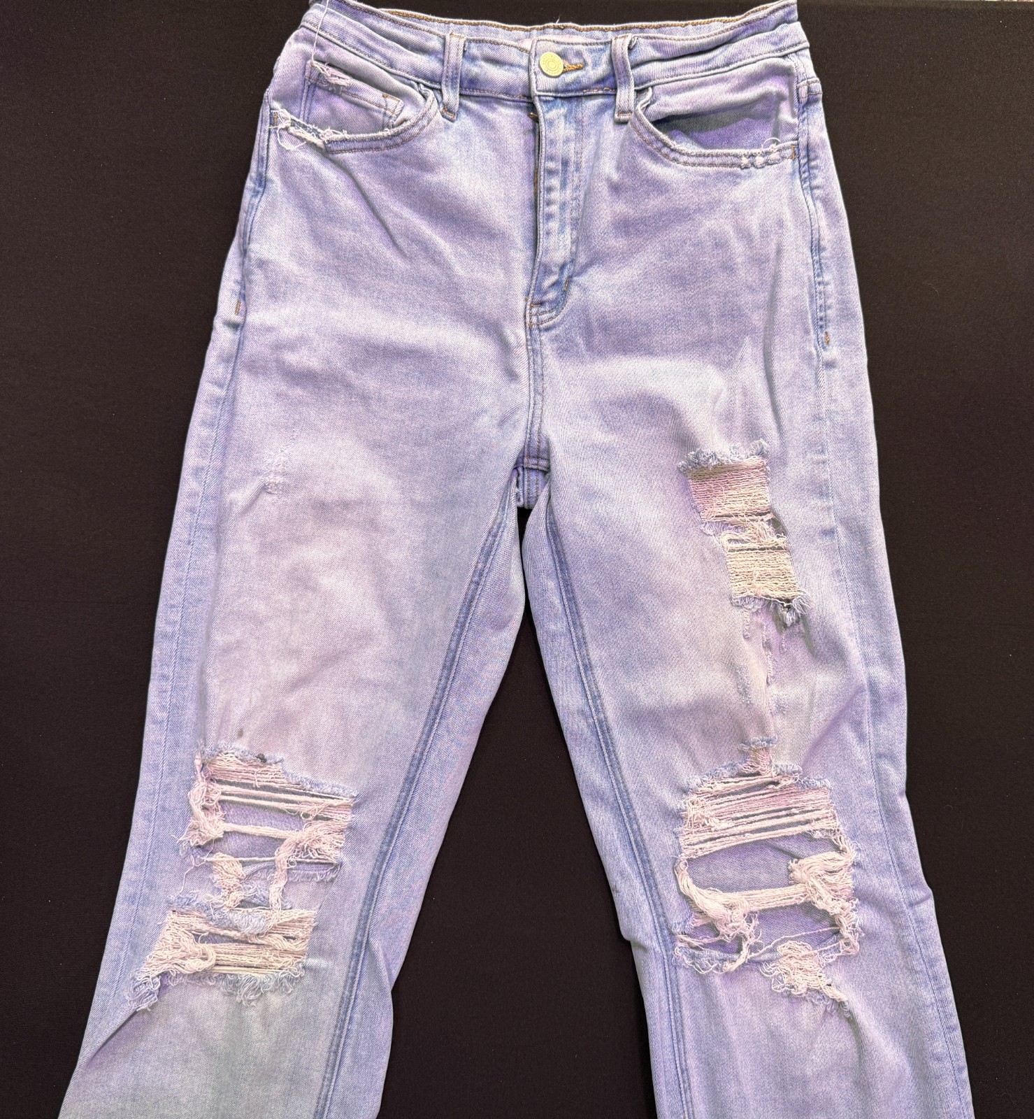 Lovervet by Vervet LV1426 Jeans 28/7 Super High Rise Flare Distressed Raw Hem Lovervet by Vervet LV1426 Jeans 28/7 Super High Rise Flare Distressed Raw Hem