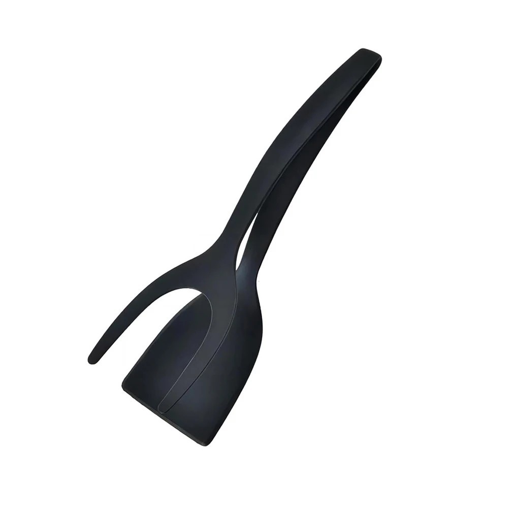 New 2 in 1 Grip Flip Spatula Tongs Egg Flipper Spatula Nylon Non Stick Coating