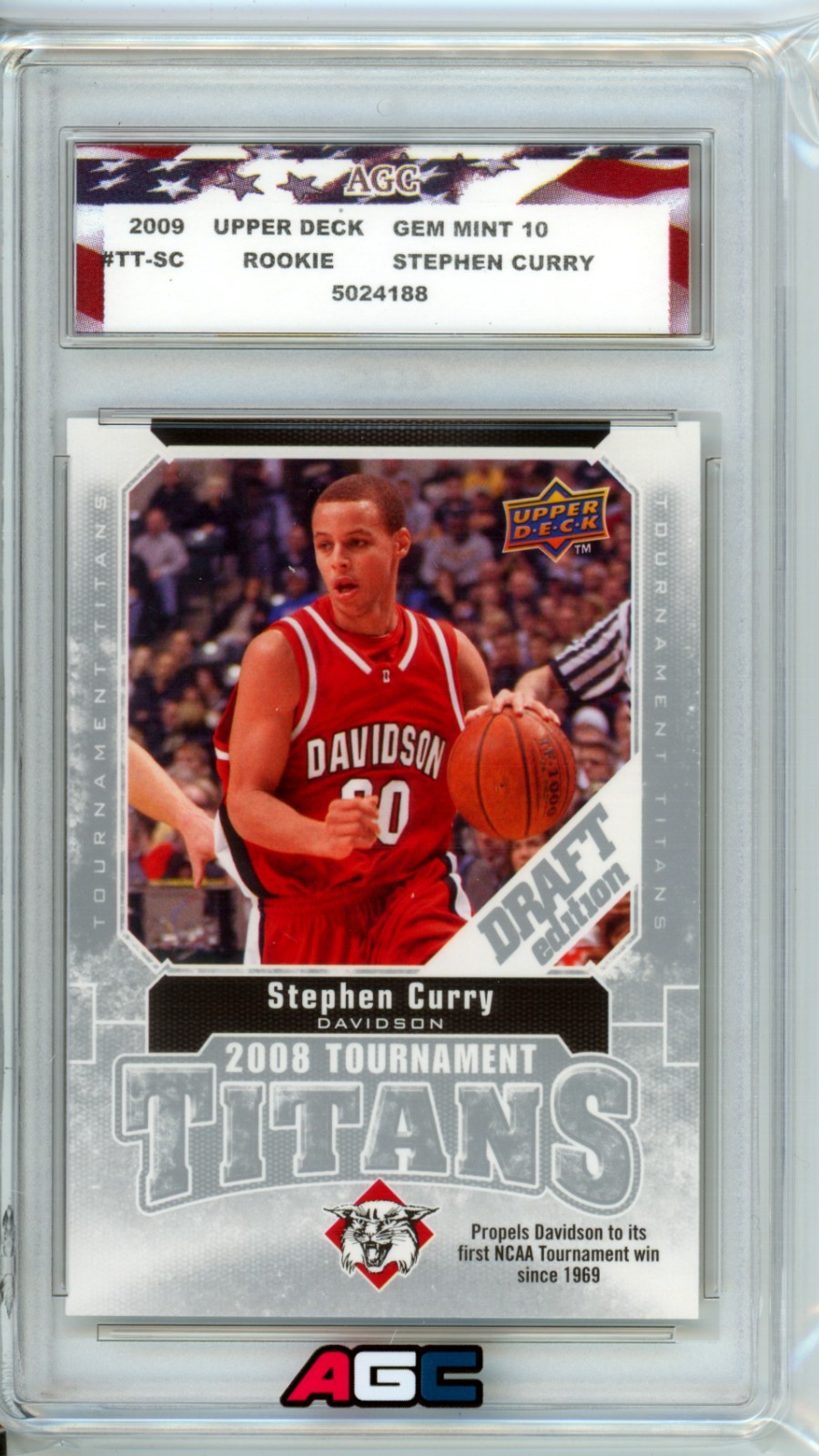 2009-10 Upper Deck Draft Edition #TT-SC Stephen Curry RC Rookie AGC 10 Gem Mint 2009-10 Upper Deck Draft Edition #TT-SC Stephen Curry RC Rookie AGC 10 Gem Mint
