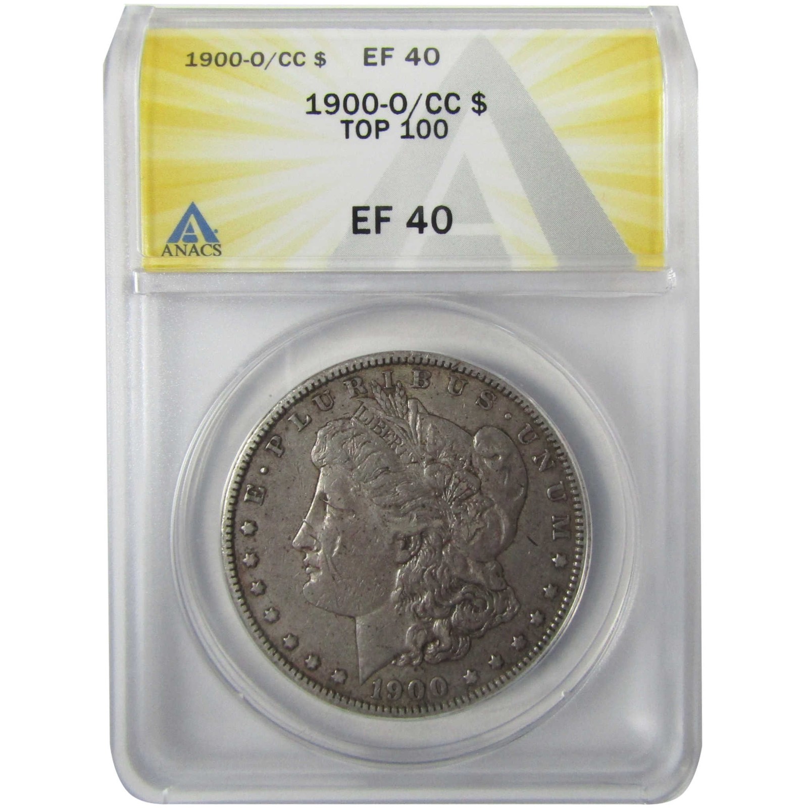 1900 O/CC Top 100 Morgan Silver Dollar EF 40 ANACS $1 Coin SKU:I27997 1900 O/CC Top 100 Morgan Silver Dollar EF 40 ANACS $1 Coin SKU:I27997