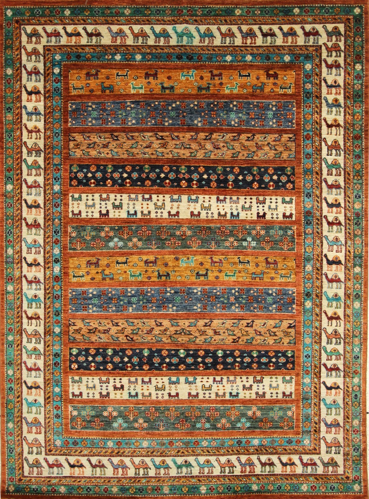 6 x 8 ft Rust Red Animal Gabbeh Afghan Hand Knotted Wool Tribal Rug