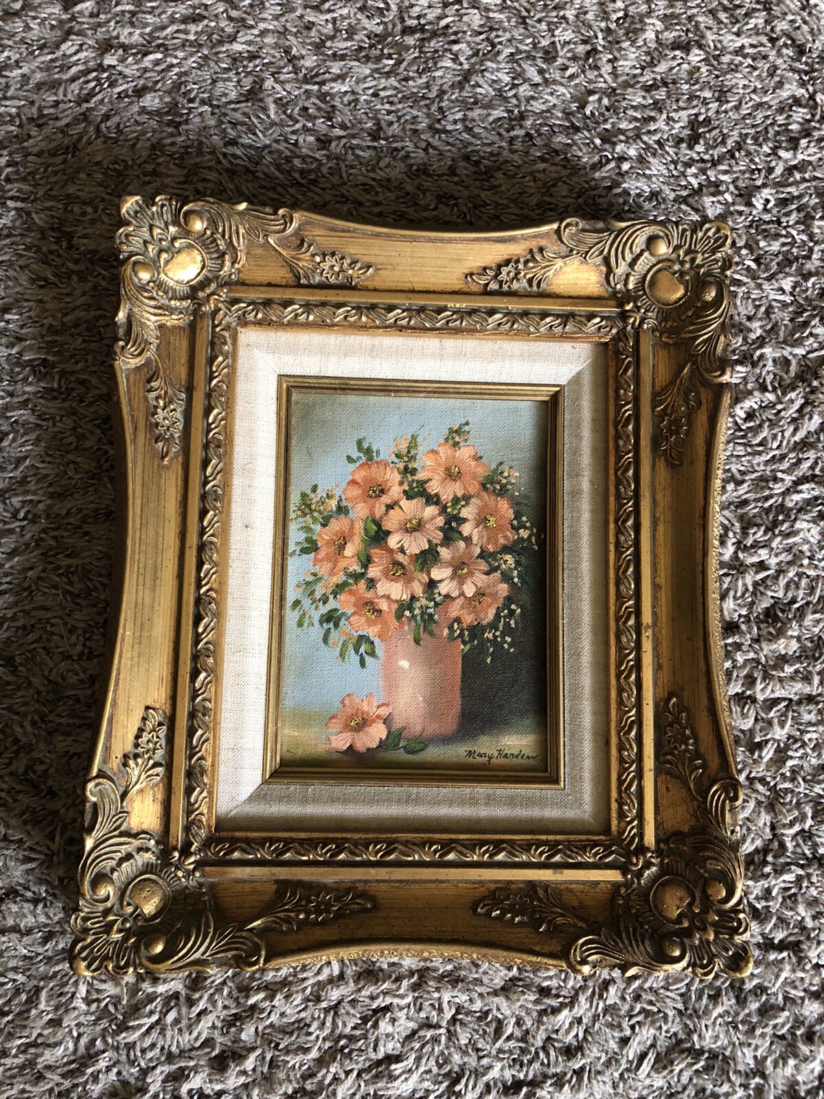 5x7 original painting Mary Harden flowers nice frame Dallas Texas 5x7 original painting Mary Harden flowers nice frame Dallas Texas