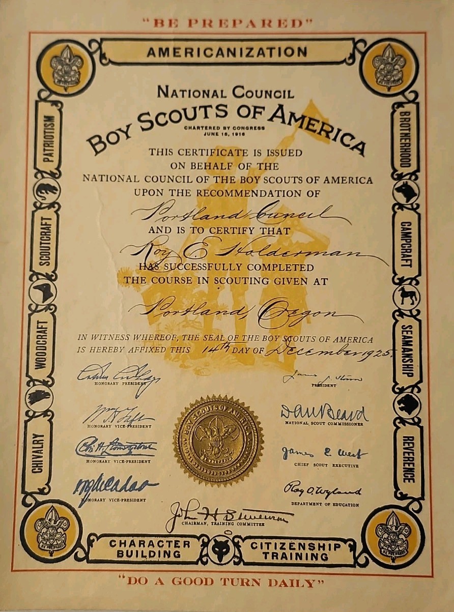 1925 Boy Scouts Of America Americanization Certificate Portland Oregon BSA 1925 Boy Scouts Of America Americanization Certificate Portland Oregon BSA