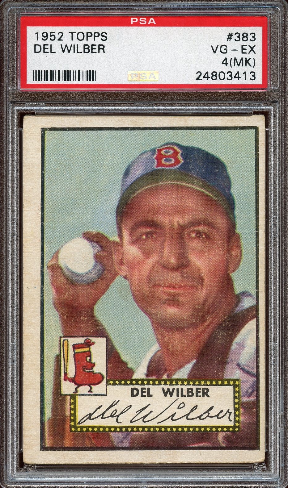 1952 Topps #383 DEL WILBER graded PSA 4 mk
