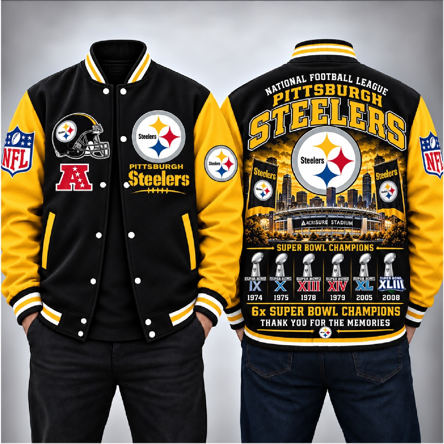 NEW Pittsburgh Steelers Football Baseball Jacket NEW Pittsburgh Steelers Football Baseball Jacket