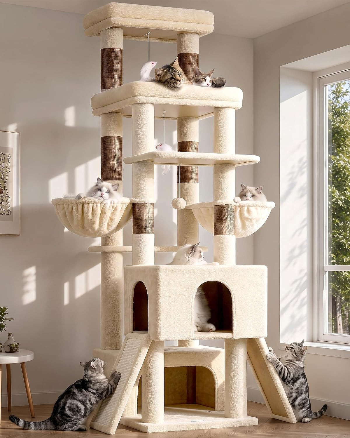 Globlazer Z78 Heavy Duty Cat Tree for 20lbs Large Adult Cats, Beige Globlazer Z78 Heavy Duty Cat Tree for 20lbs Large Adult Cats, Beige