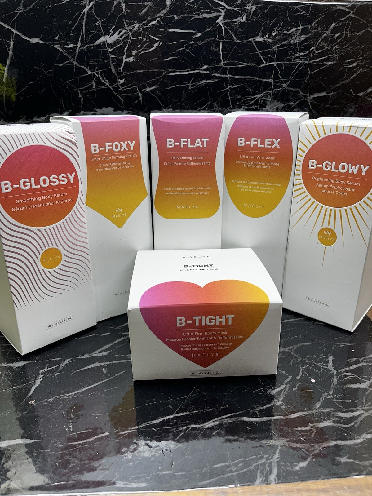 MAELYS 6 Piece Set  B-TIGHT + B-FLEX + B-FLAT + B-FOXY+B-GLOSSY+B-GLOWY 3oz NEW