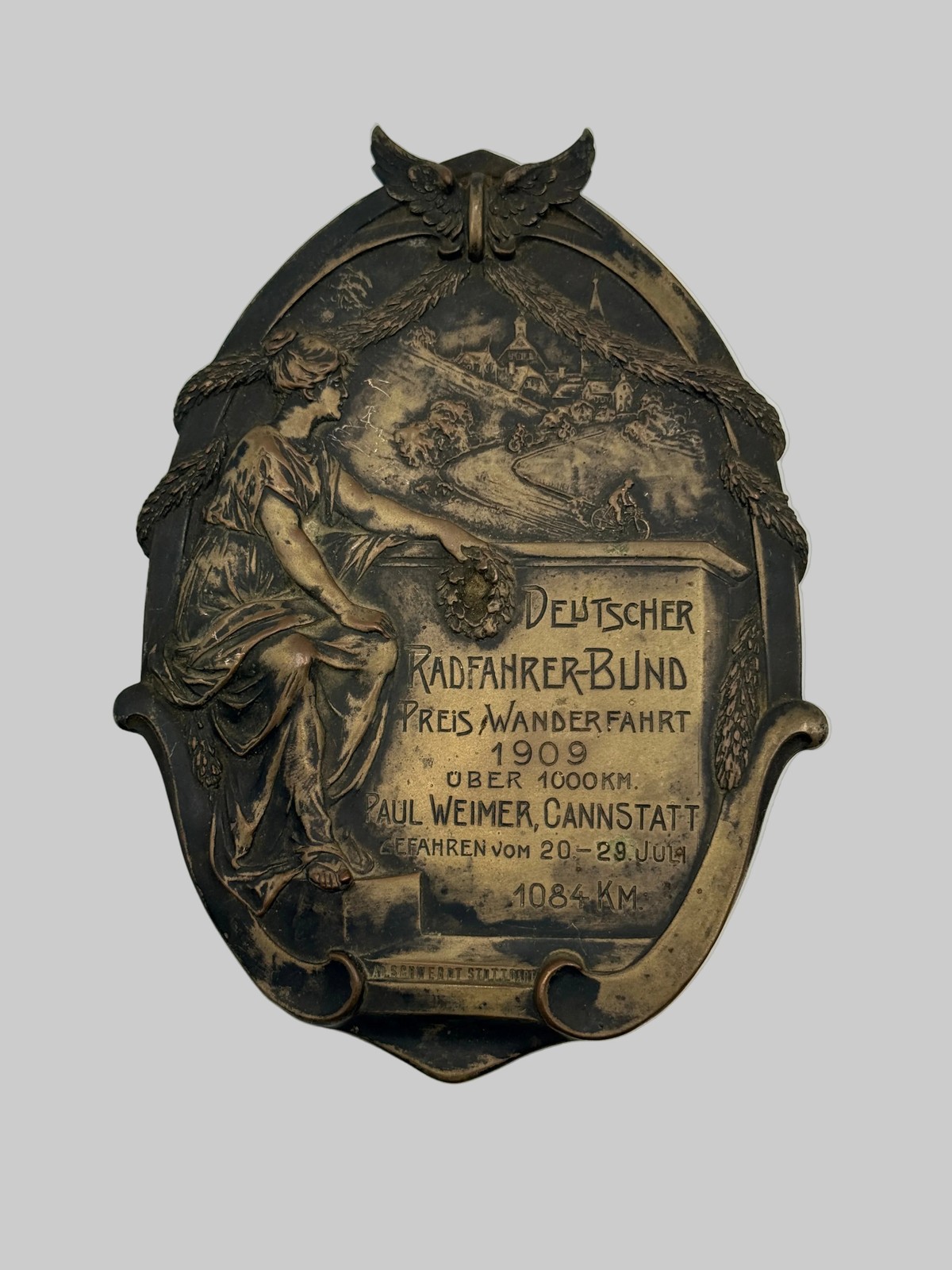 Antique German Cycling Medal, 1909, Deutscher Radfahrer-Bund Antique German Cycling Medal, 1909, Deutscher Radfahrer-Bund