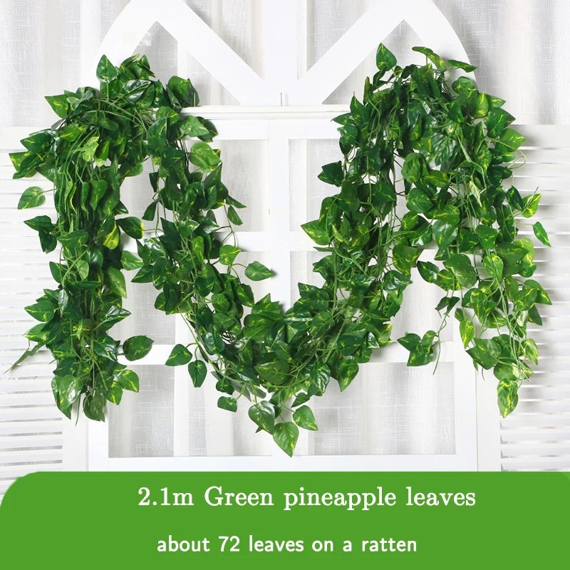 Artificial Hanging Plants Fake Flowers Leaves Long Green Silk Ivy Vine Garland