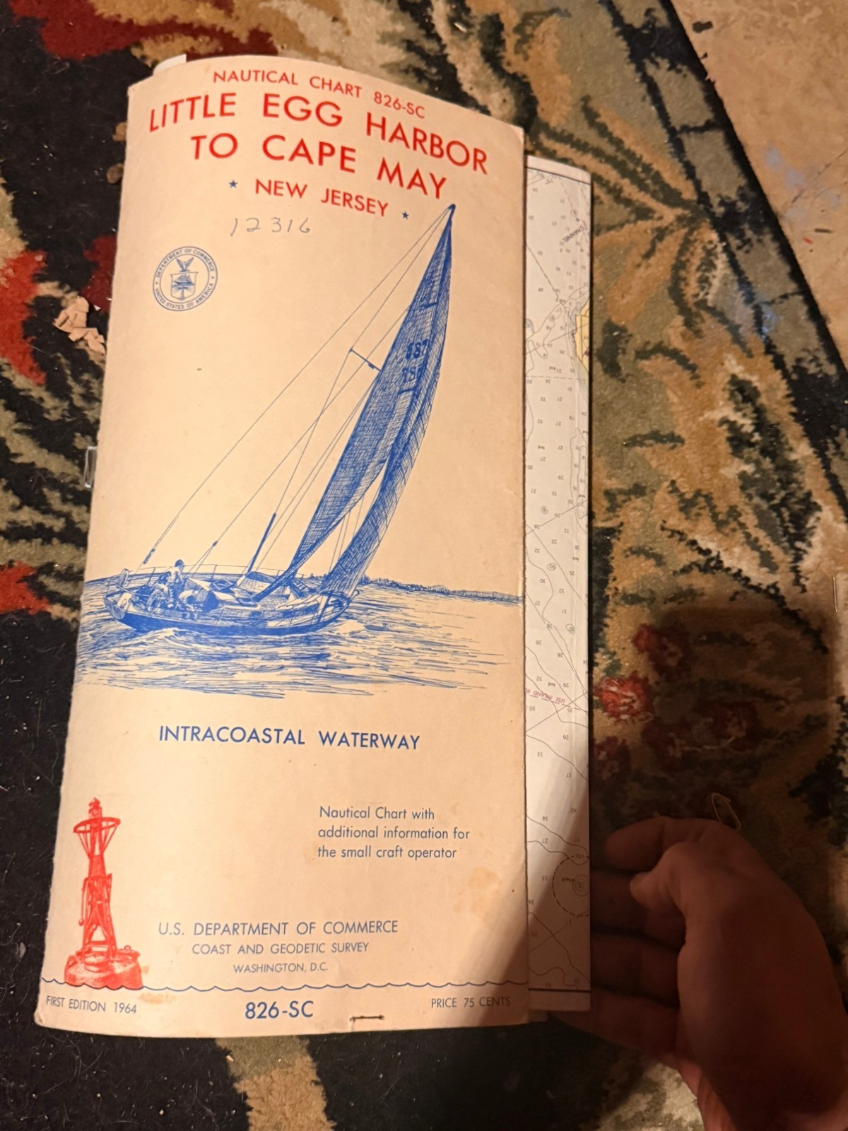 Vintage 1964 Nautical Chart Folder - Little Egg Harbor to Cape May NJ - First Ed