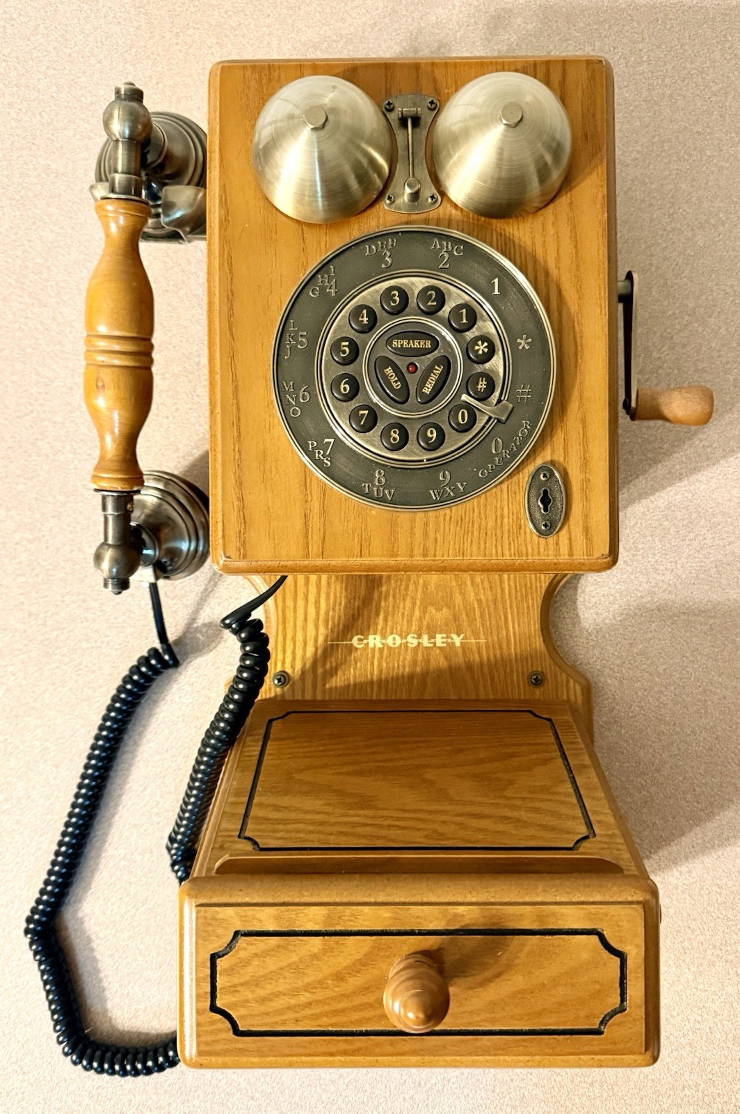 VTG Crosley CR92 Country Kitchen Wood Wall Phone 1920s Replica Push Button VTG Crosley CR92 Country Kitchen Wood Wall Phone 1920s Replica Push Button