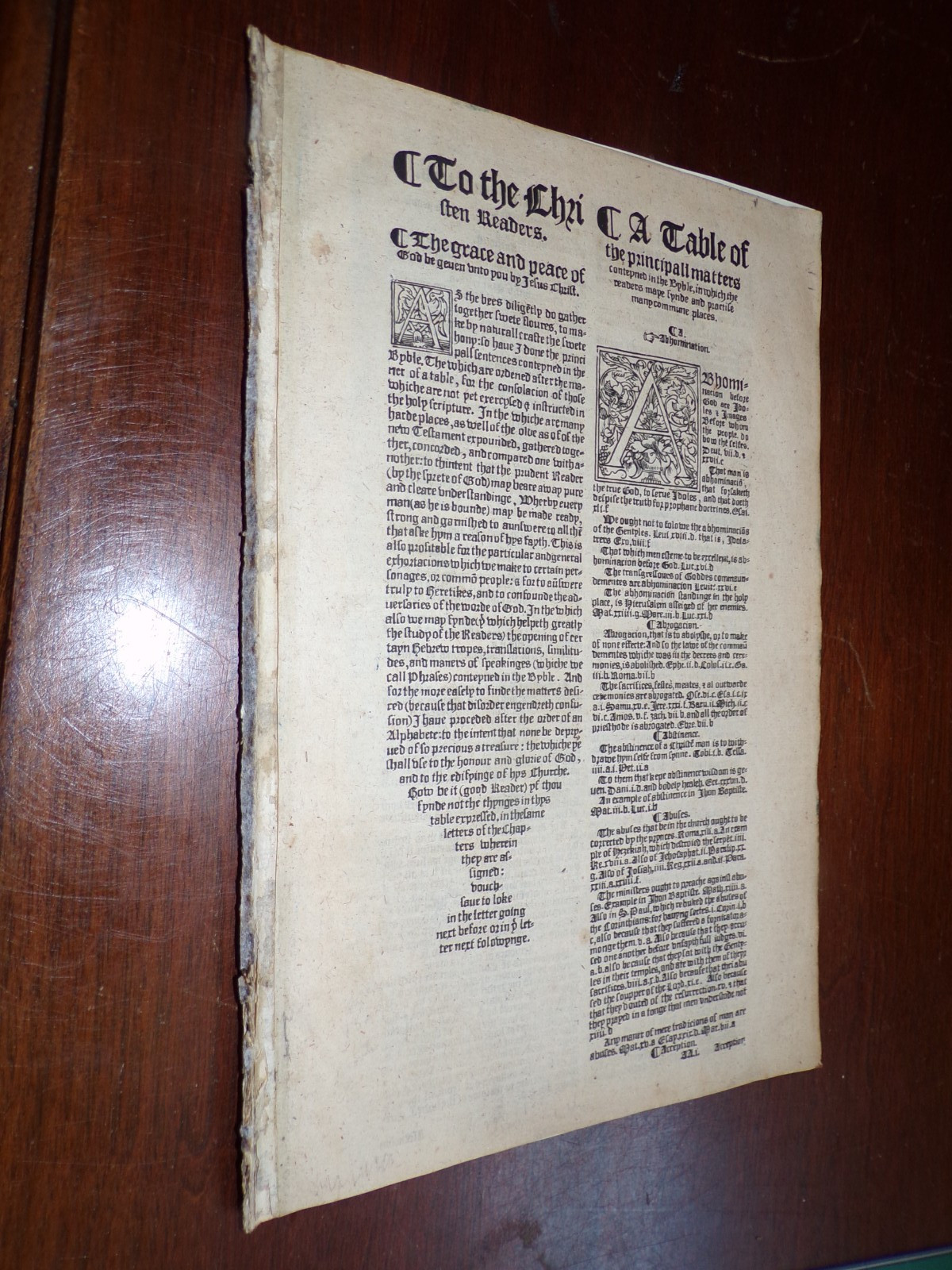 1549-Matthews  Bible-14 Preliminary Leaves-Table of Principle Matters-Prologue