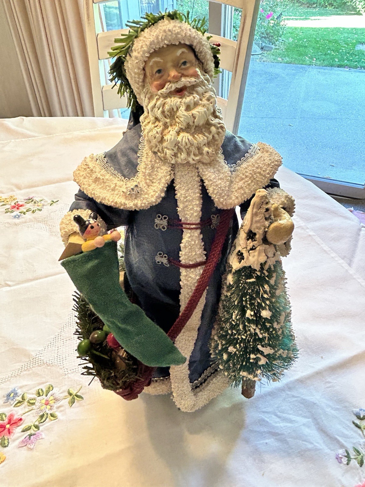 Vintage 1989 Possible Dreams Clothtique Santa Blue Robe Christmas Tree Box