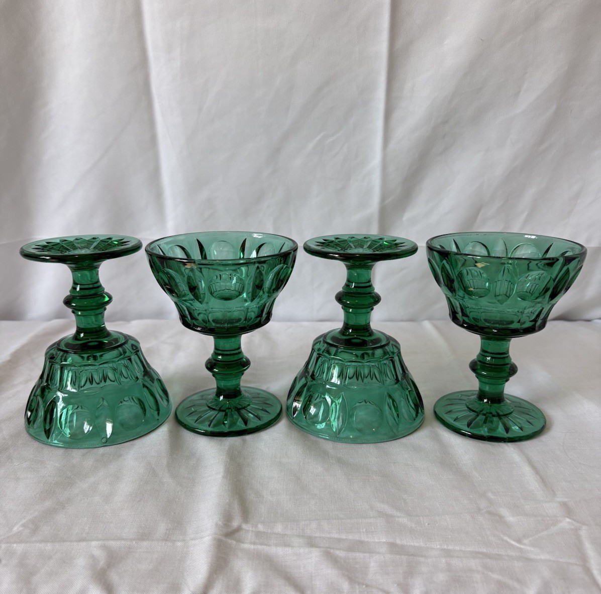 1960s Emerald Green Indiana Glass Goblets, 4 oz, Set of Four | Maximalist