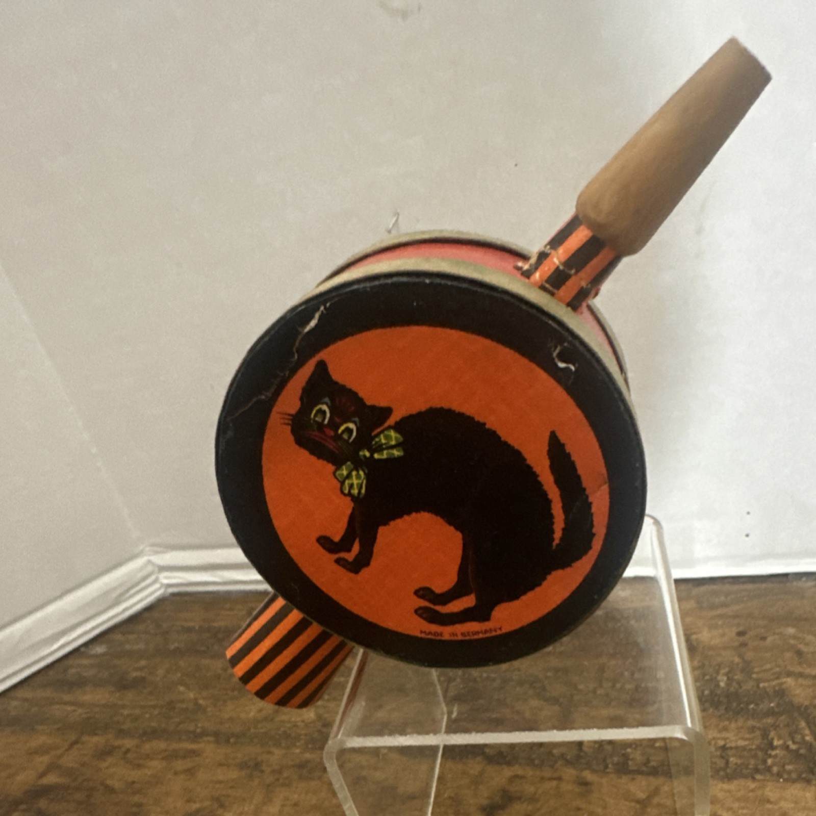 Vintage Halloween Black Cat Clapper Noisemaker Rattle Made in Germany Vintage Halloween Black Cat Clapper Noisemaker Rattle Made in Germany
