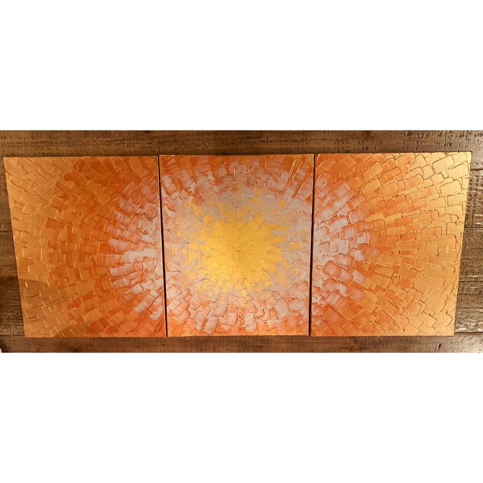 Dan Lafferty 3 Panel Abstract Painting, Silver Gold Bronze Original Painting