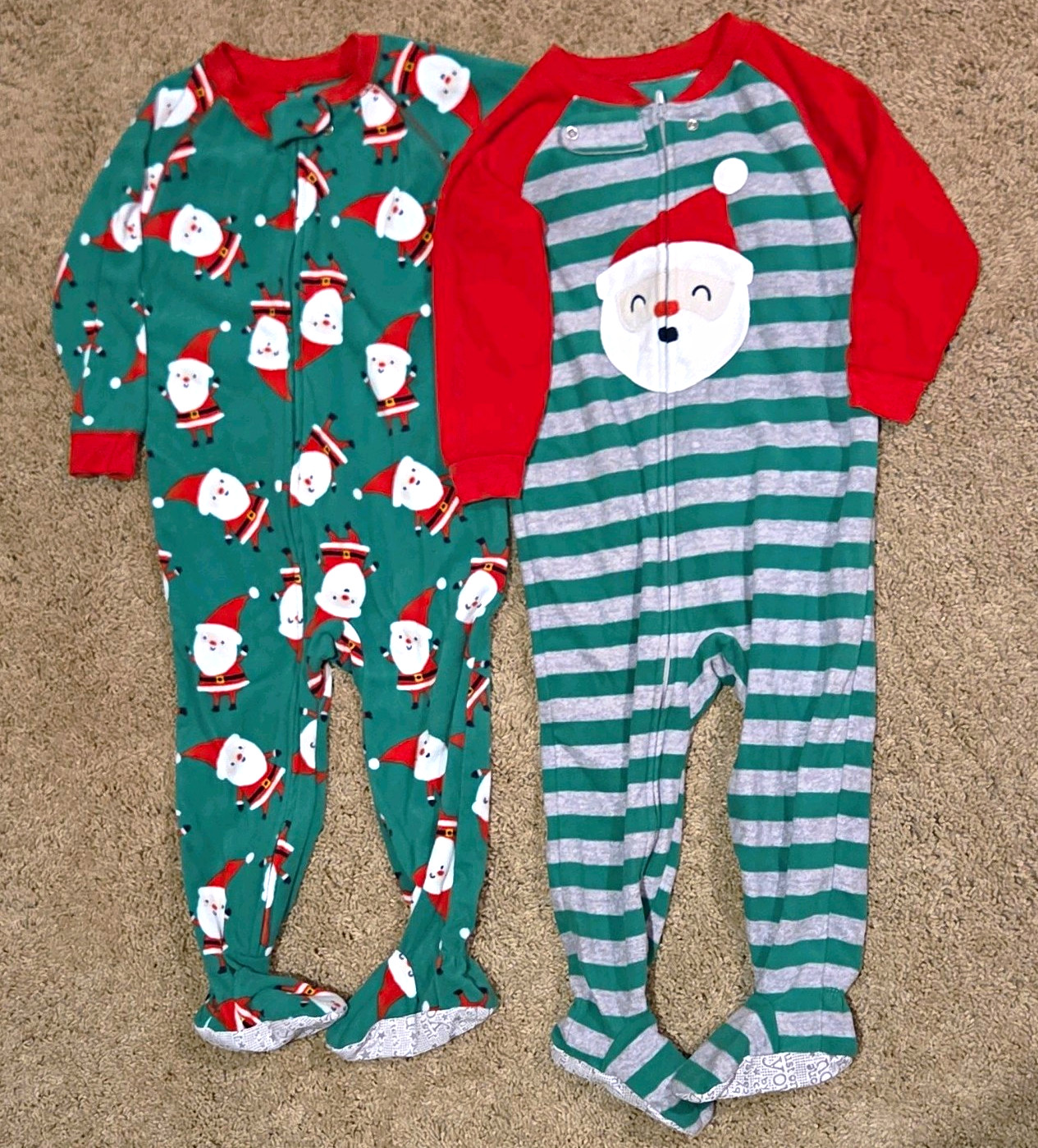 Just One You Made by Carter\'s 2T Footed Fleece Pajamas 2pc Santa Stripe Just One You Made by Carter\'s 2T Footed Fleece Pajamas 2pc Santa Stripe