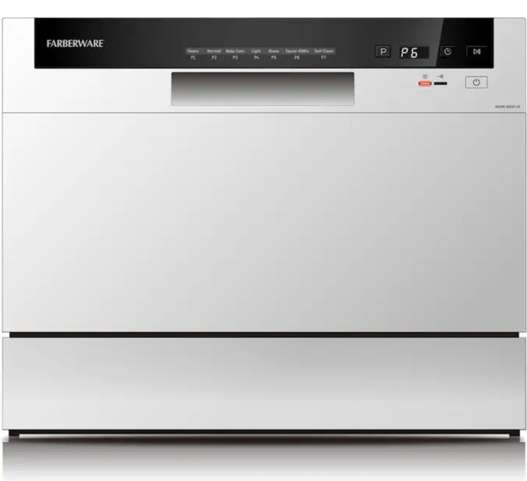 Farberware Professional Compact Portable Countertop Dishwasher White FCD06ABBWHA