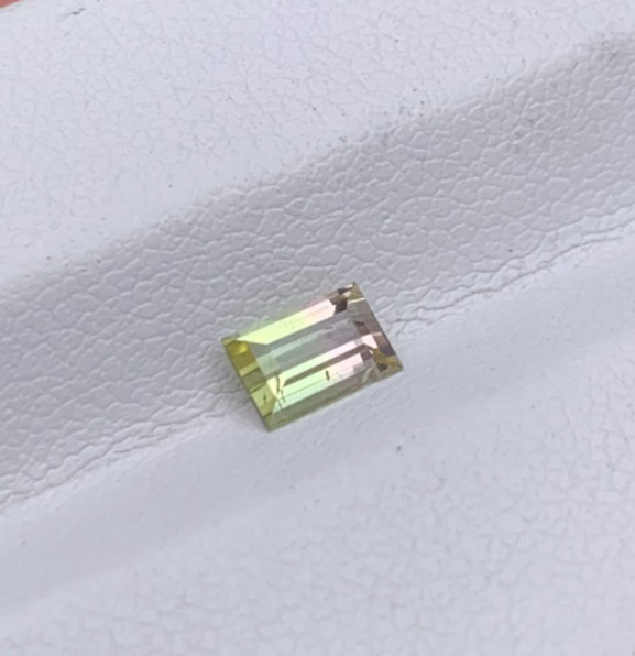 Natural Bi-Color Tourmaline from Afghanistan 0.53 Ct Emerald Cut Faceted Loose