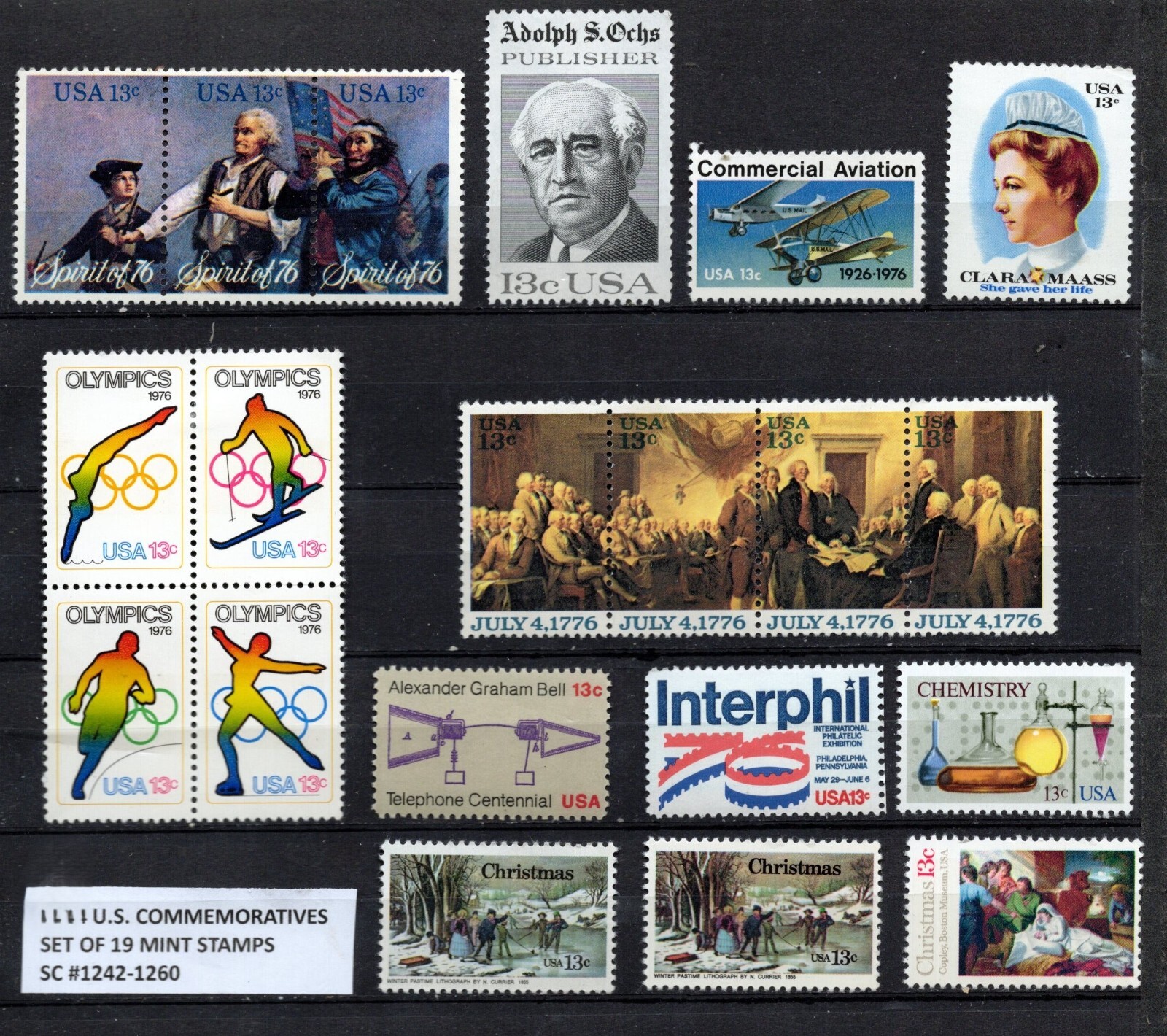 1976 YEAR SET OF MINT NH (MNH) U.S. POSTAGE STAMPS SC #1629 1703 1976 YEAR SET OF MINT NH (MNH) U.S. POSTAGE STAMPS SC #1629 1703