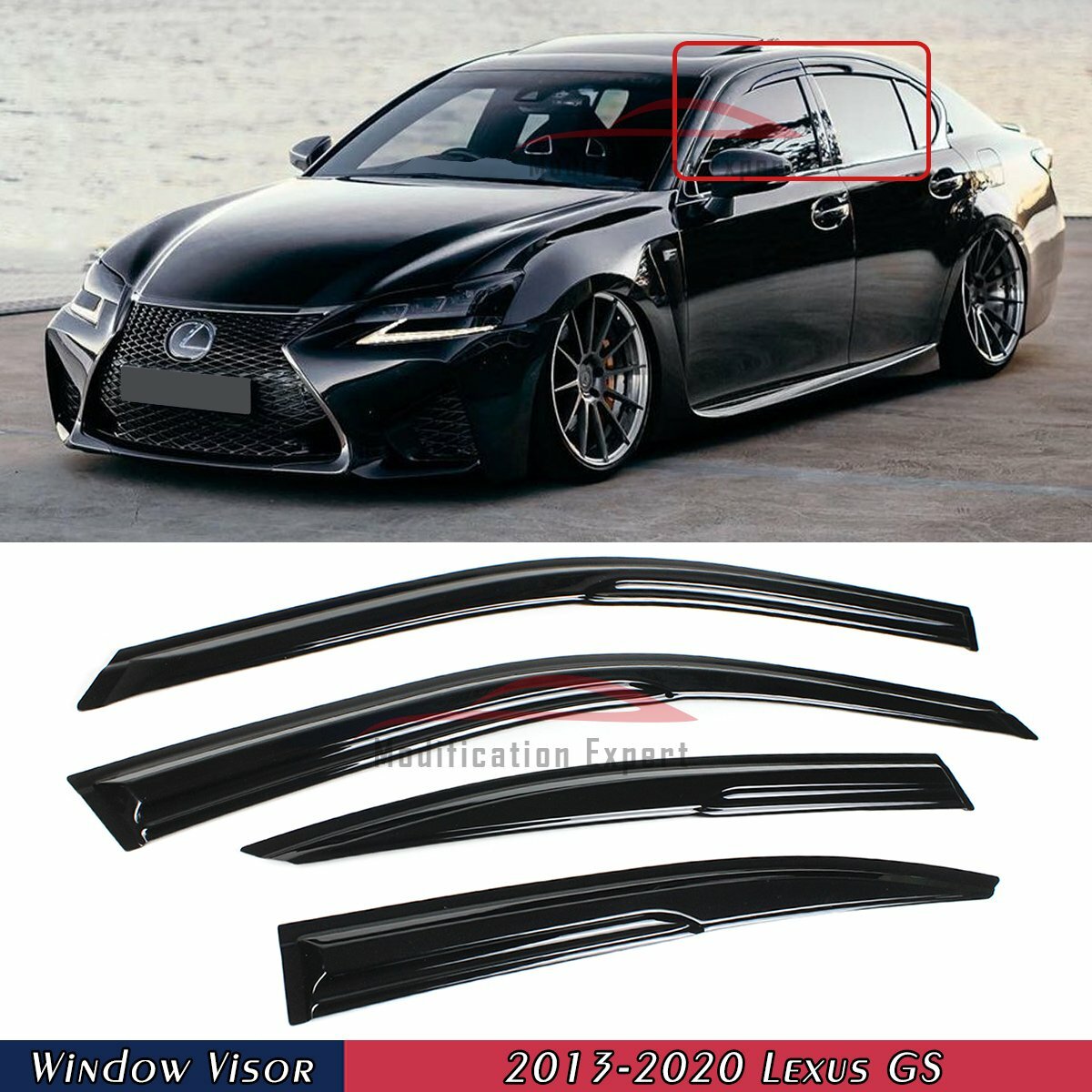 For 2013-2020 Lexus GS F GS350 GS450h JDM Mugen Style Window Visors Rain Guards For 2013-2020 Lexus GS F GS350 GS450h JDM Mugen Style Window Visors Rain Guards