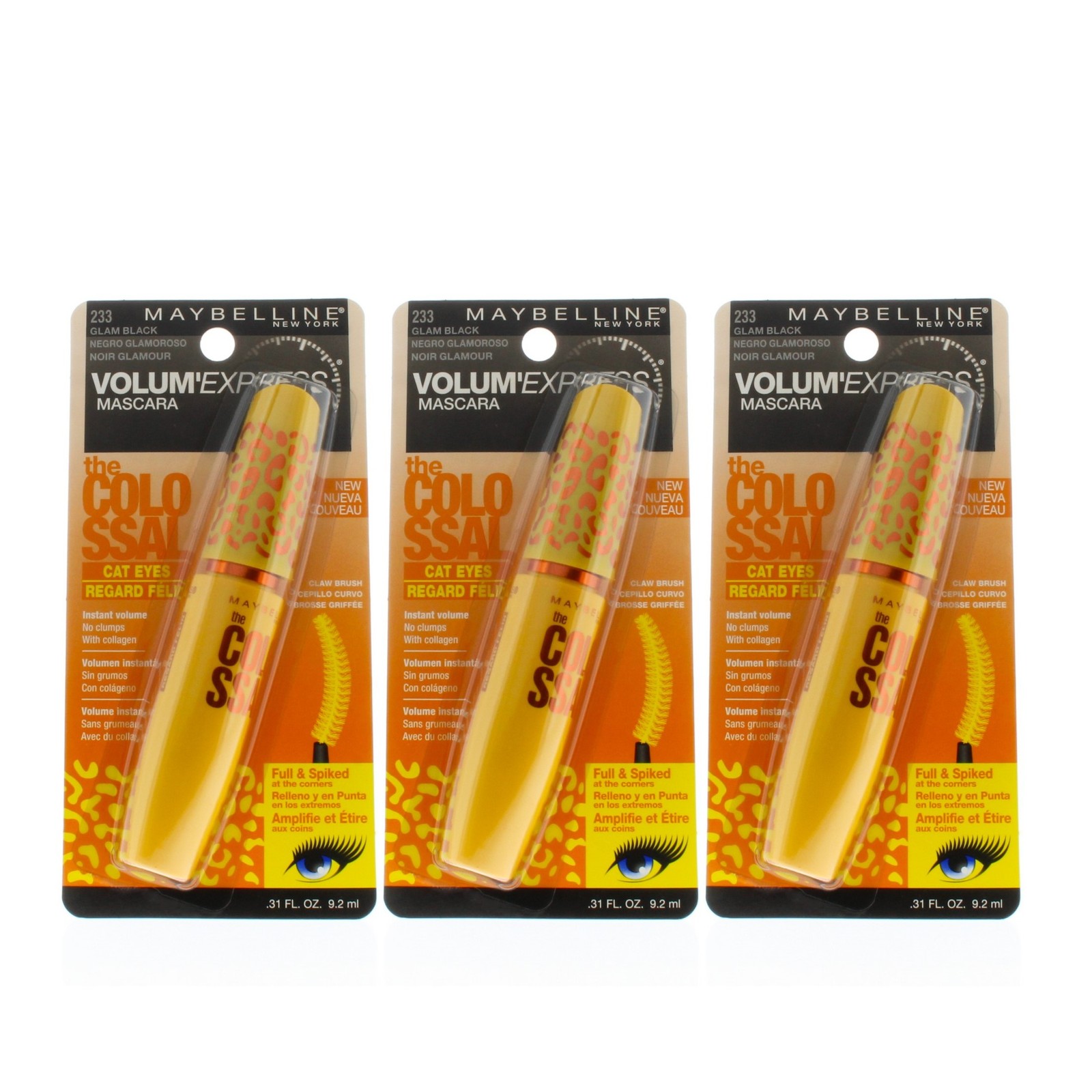 Maybelline Volum\'Express The Colossal Cat Eyes 233 Glam Black 0.31oz (3 Pack) Maybelline Volum\'Express The Colossal Cat Eyes 233 Glam Black 0.31oz (3 Pack)