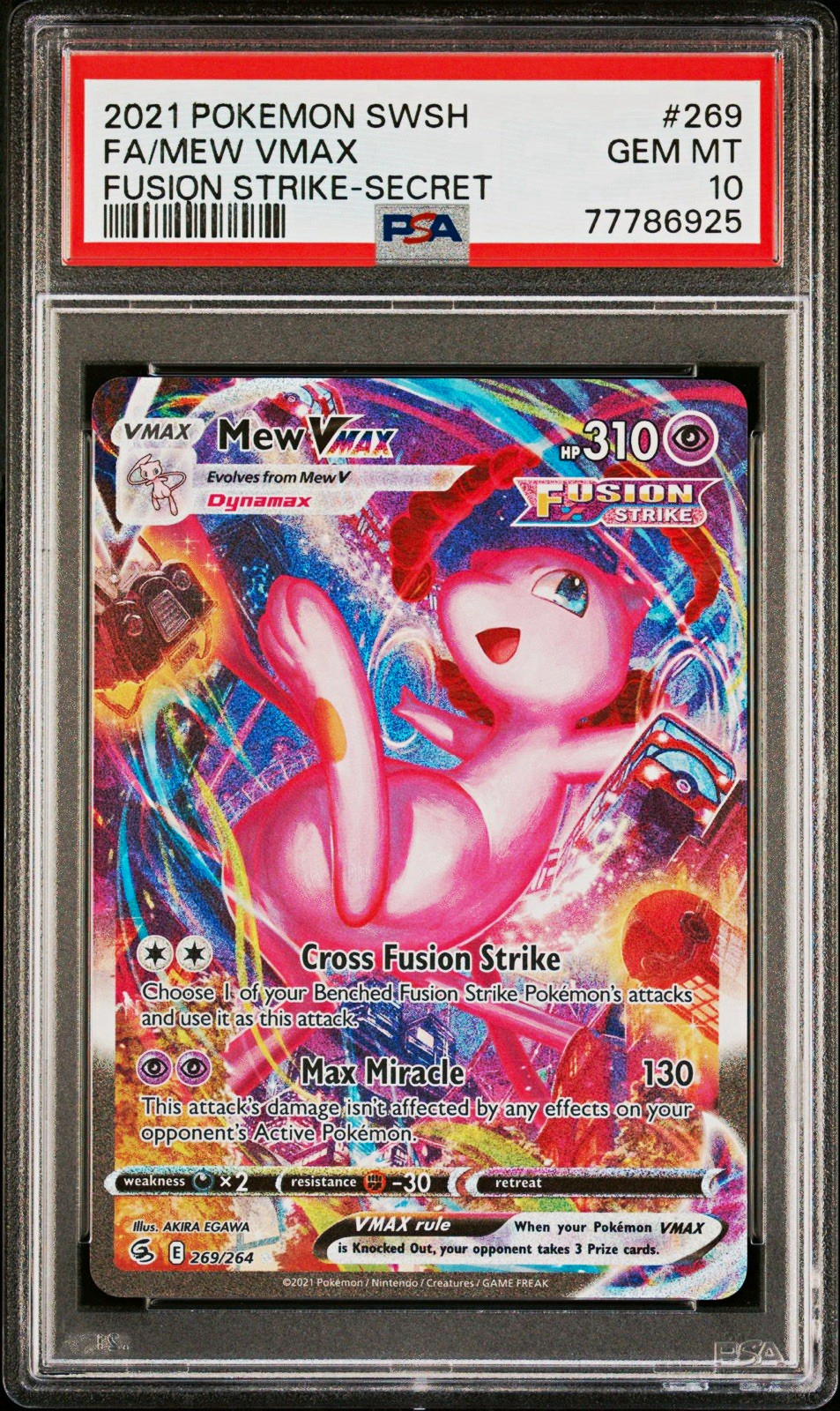 Fusion Strike Mew VMAX Secret Alt Art Holo 269/264 PSA 10 Fusion Strike Mew VMAX Secret Alt Art Holo 269/264 PSA 10