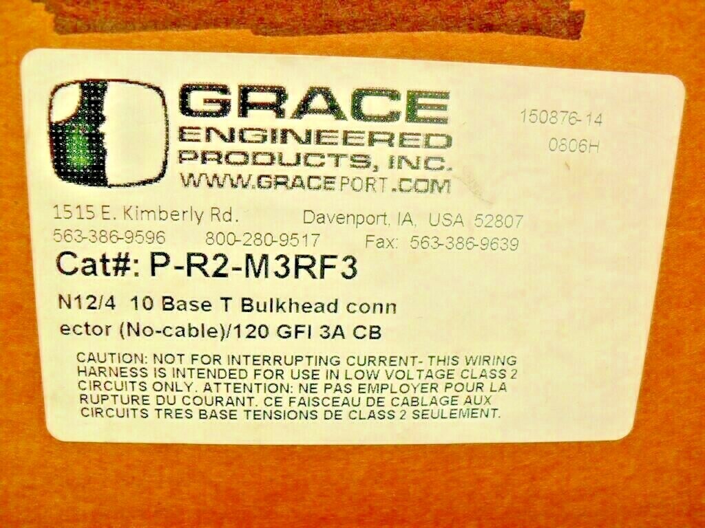  GRACE P-R2-M3RF3  N12/4 10 BASE T BULKHEAD CONN. nib