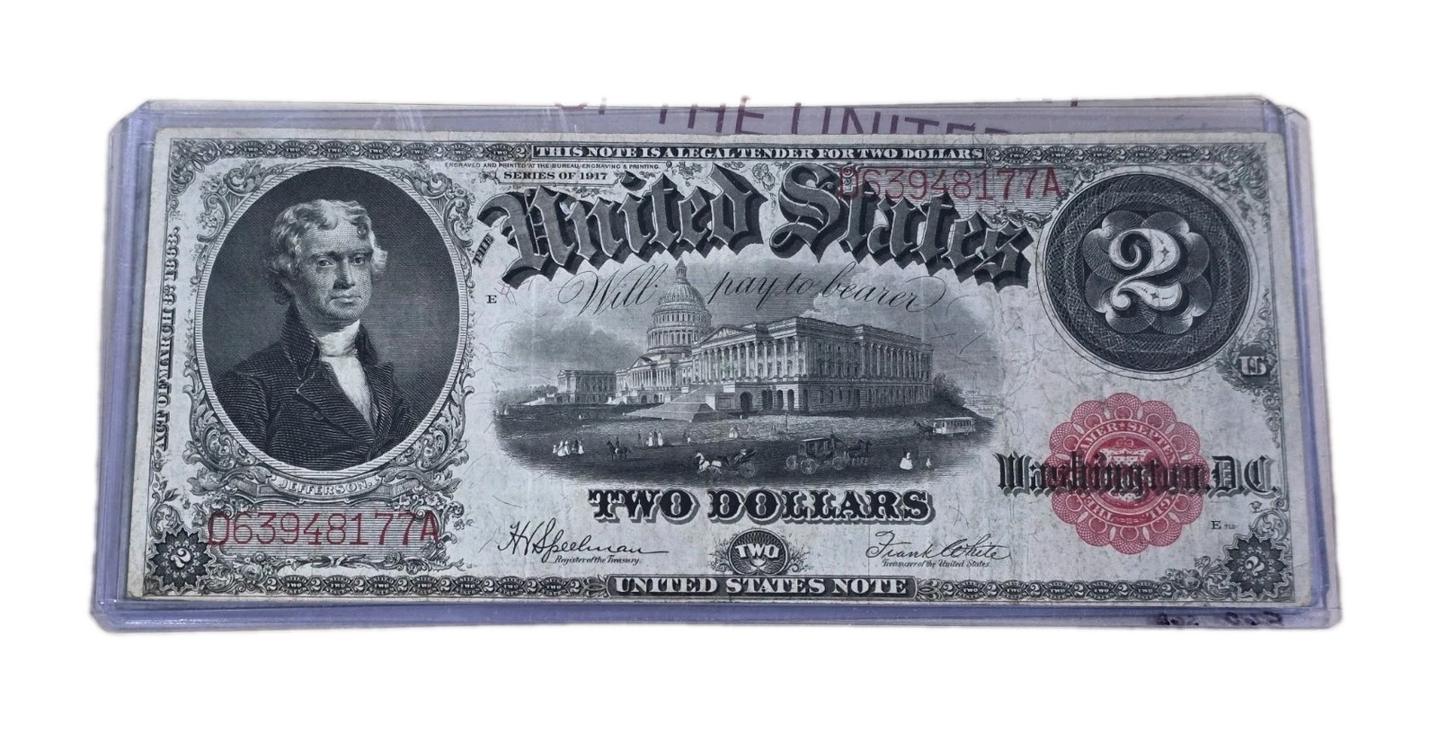 1917 $2 Two Dollar Note Red Seal Large Size Legal Tender Excellent Condition 1917 $2 Two Dollar Note Red Seal Large Size Legal Tender Excellent Condition