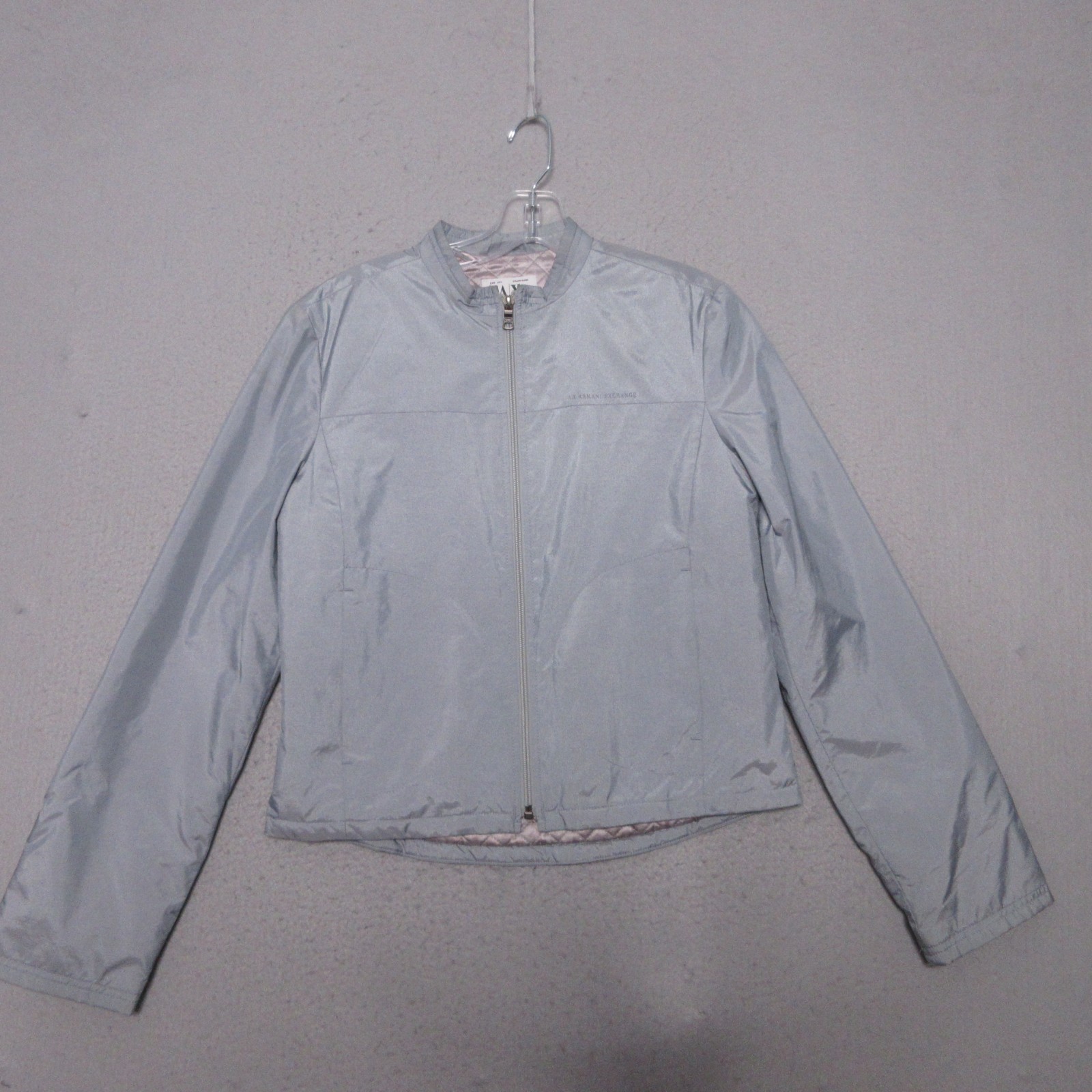 Vintage Y2K Armani Exchange Jacket Medium Gray Lightweight  Moto Biker Zip Front