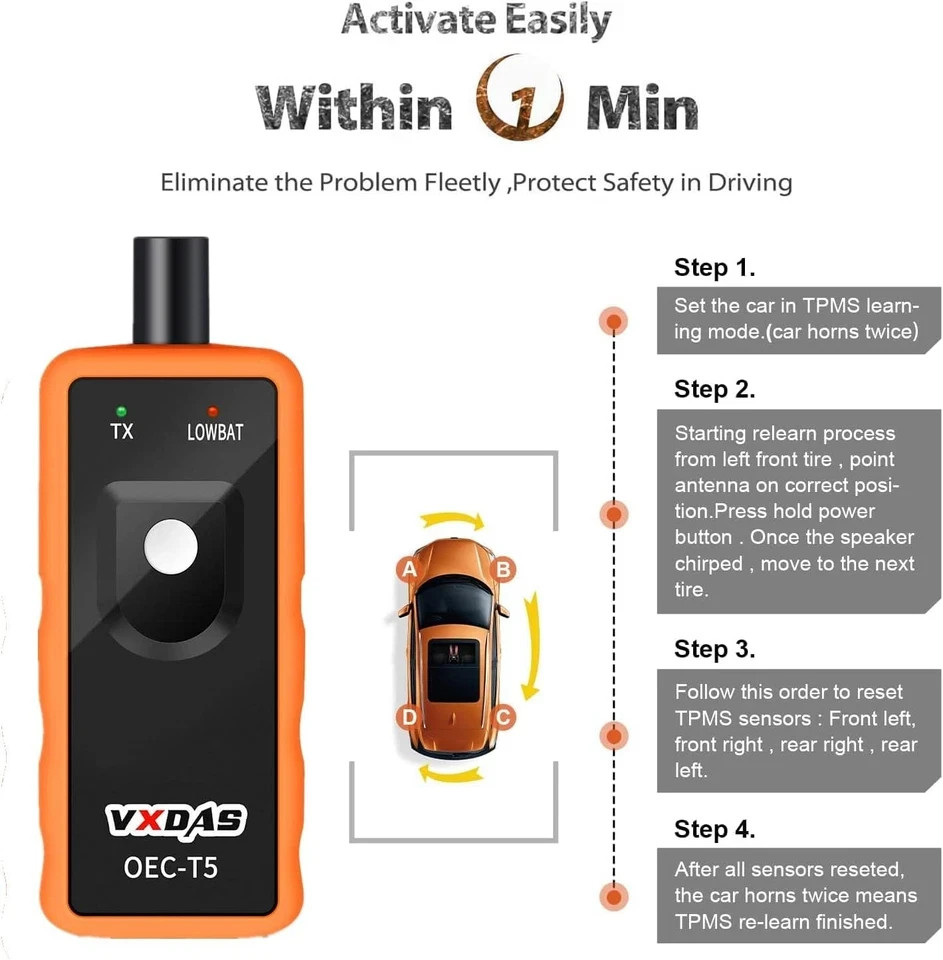 New GM TPMS Relearn Tool Sensor Reset Activation Programming For Chevy Vehicles