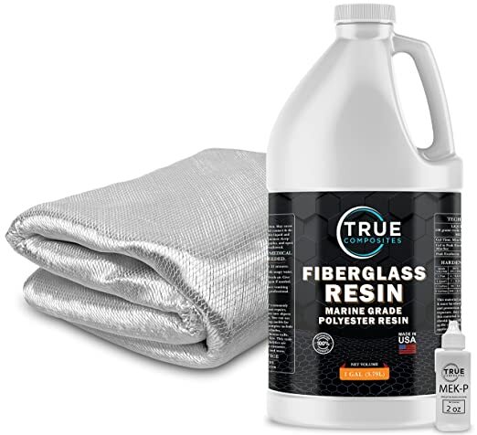 Fiberglass Repair Kit 1 Gallon Polyester Resin and 1708x38x5 Yard Biaxial Cloth