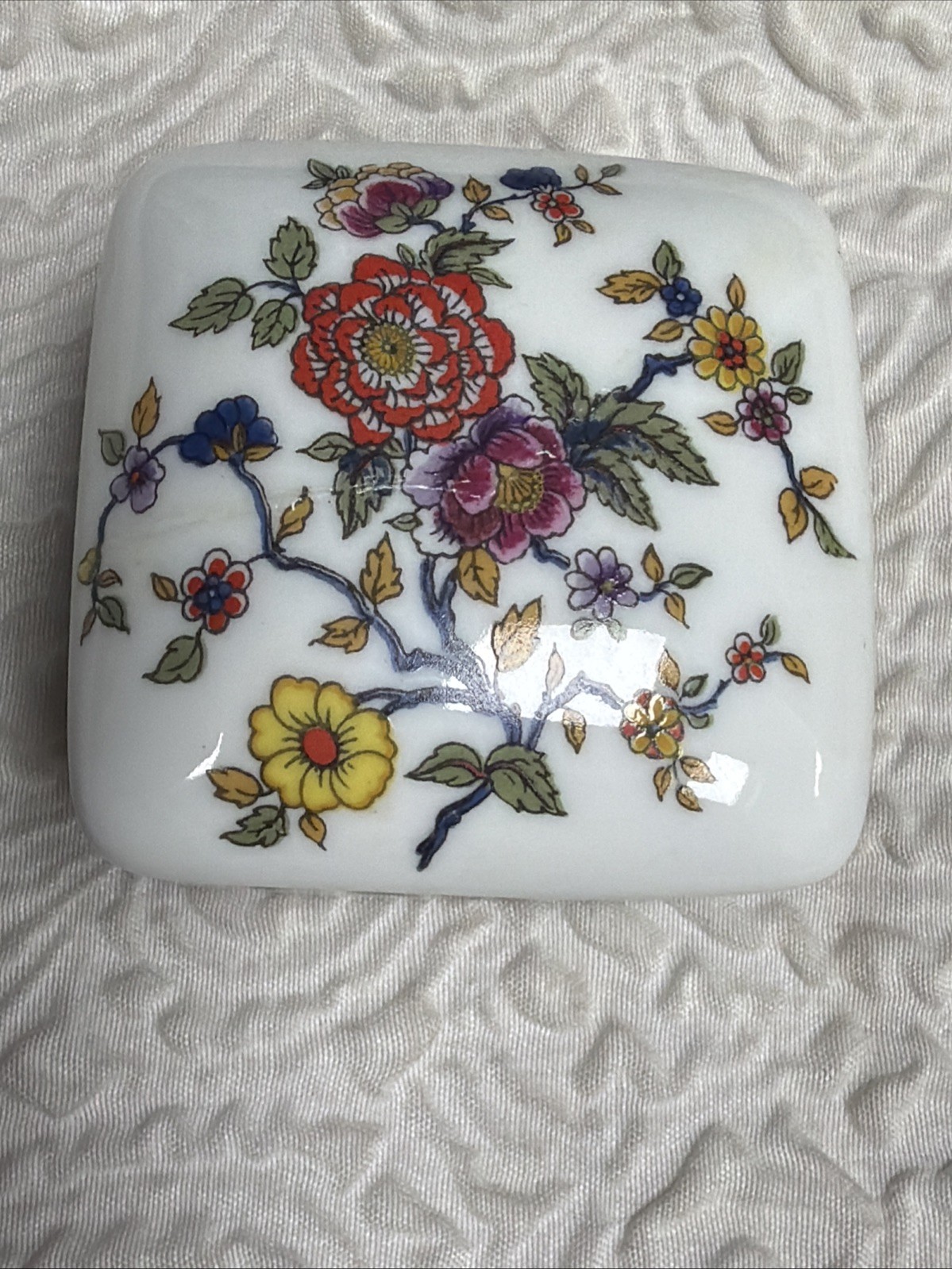 Authentic Rochard Limoges France Hand Painted Porcelain Floral 2” Trinket Box
