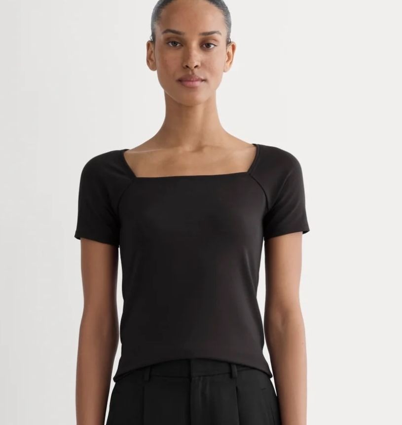 Everlane The Form Square-Neck Top Black Size Small NWT