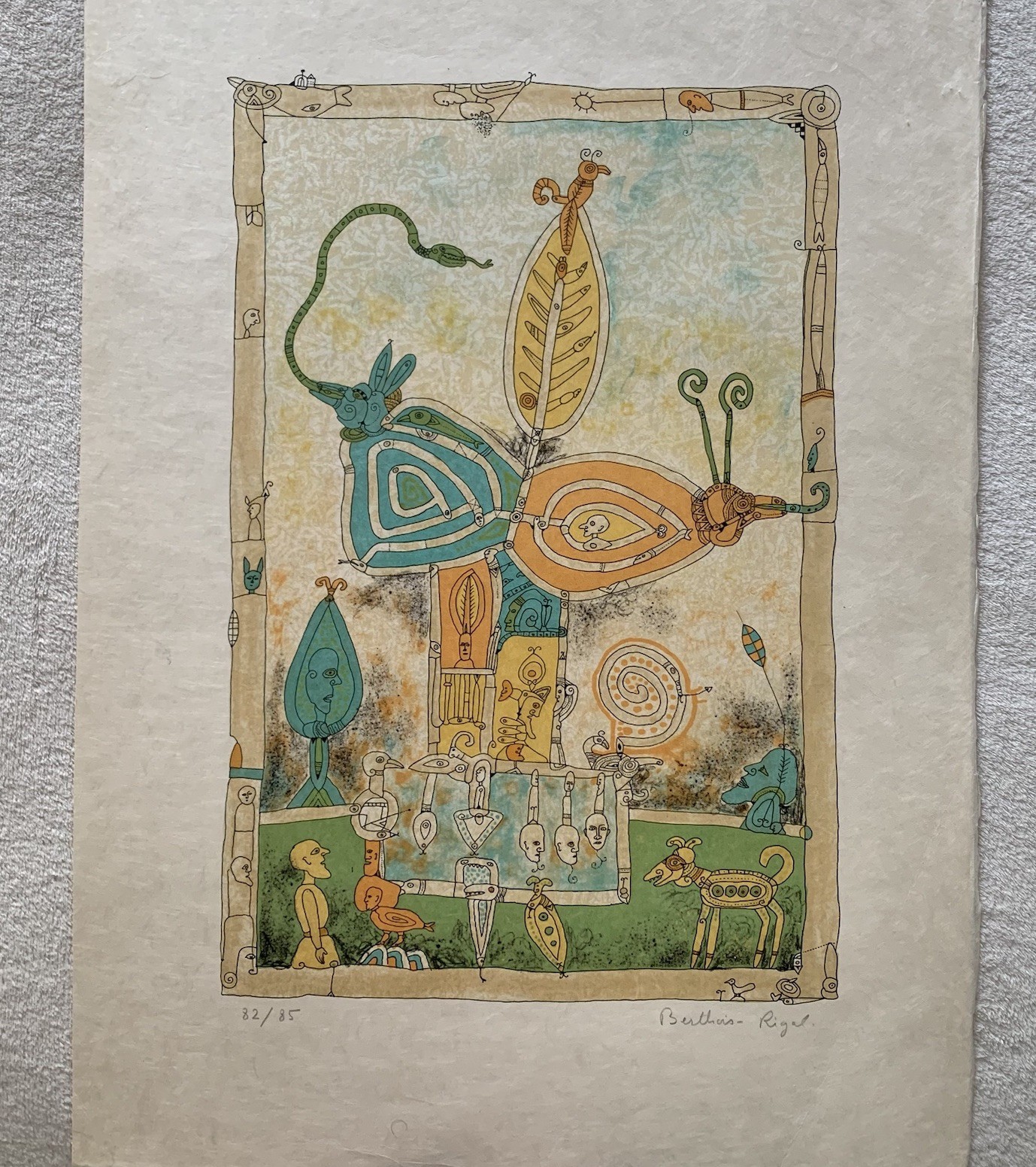 BERNARD BERTHOIS-RIGAL Mystical World II Original Lithograph Signed Lim.Ed82/85 BERNARD BERTHOIS-RIGAL Mystical World II Original Lithograph Signed Lim.Ed82/85