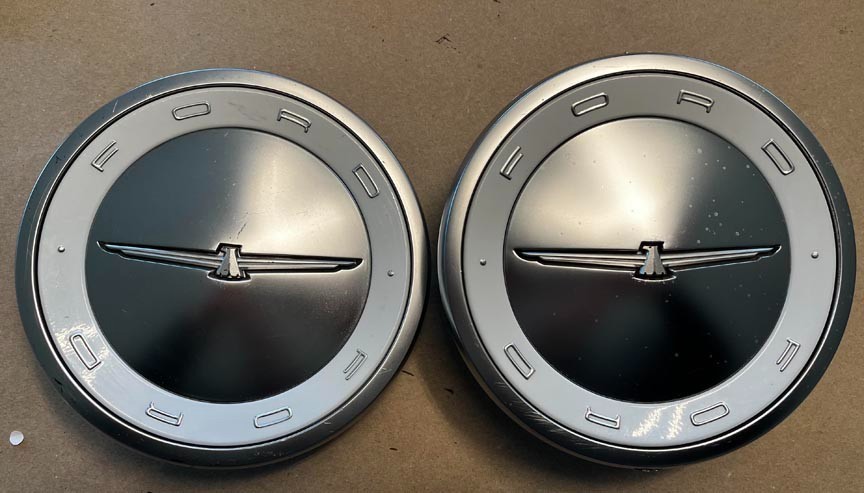 2002-2005 Ford Thunderbird Wheel Center Caps, Two, Satin Silver, OEM, Nice