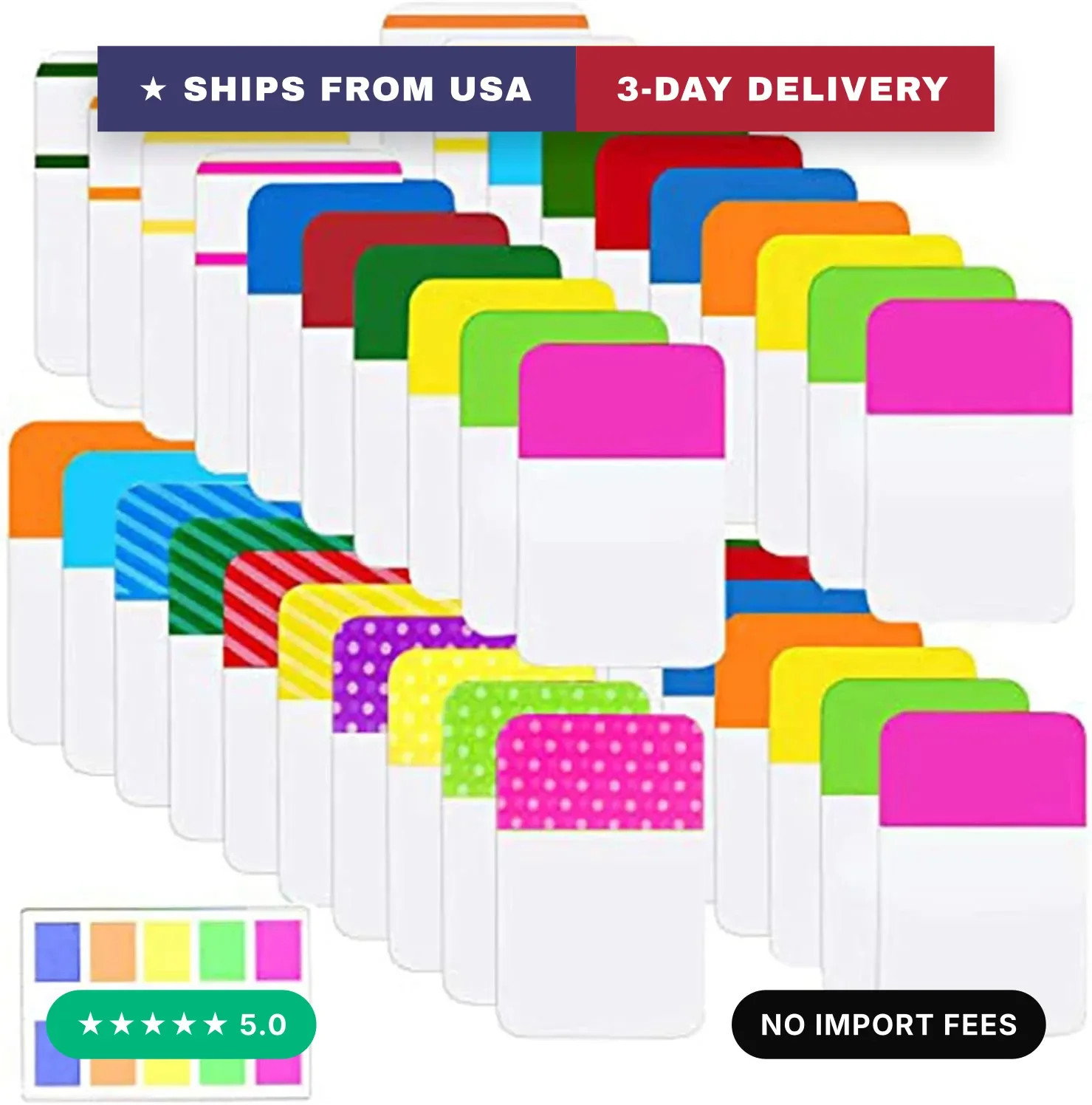 ELII 900 Pieces Tabs Sticky Index Tabs,1 Inch Book Tabs Writable