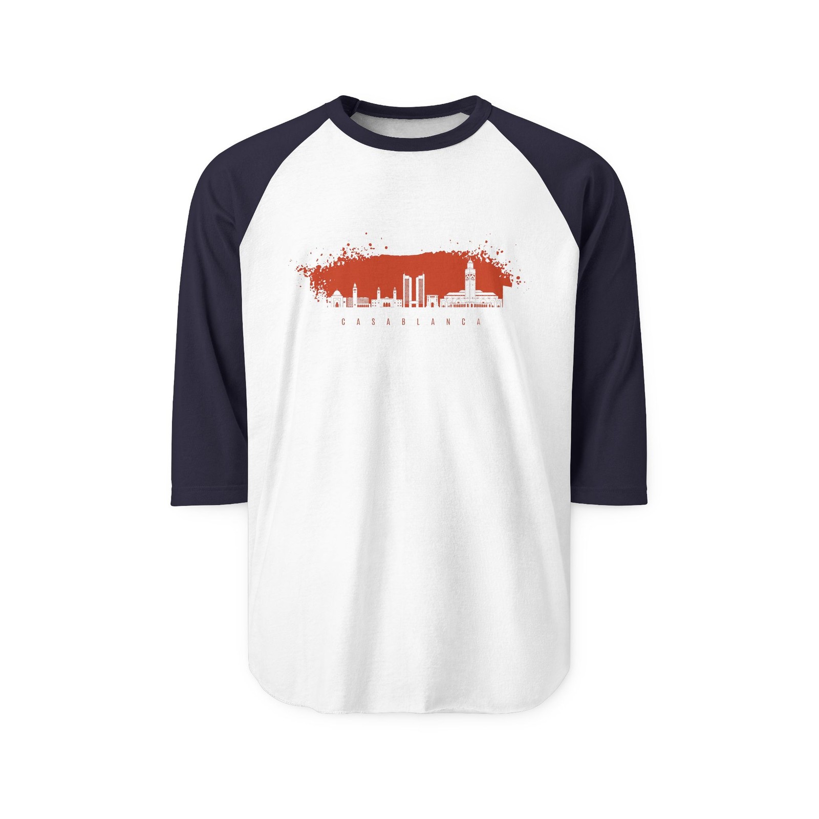 Casablanca Skyline Raglan Shirt | Cityscape Baseball Tee Casablanca Skyline Raglan Shirt | Cityscape Baseball Tee