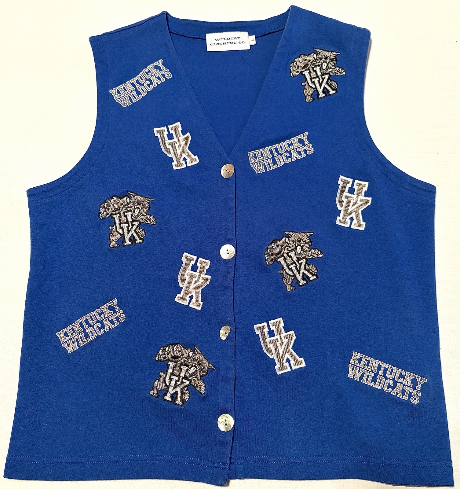 Vtg 90\'s Univ of KENTUCKY WILDCATS NCAA Logo Women\'s L Sweater Vest 100% Cotton Vtg 90\'s Univ of KENTUCKY WILDCATS NCAA Logo Women\'s L Sweater Vest 100% Cotton