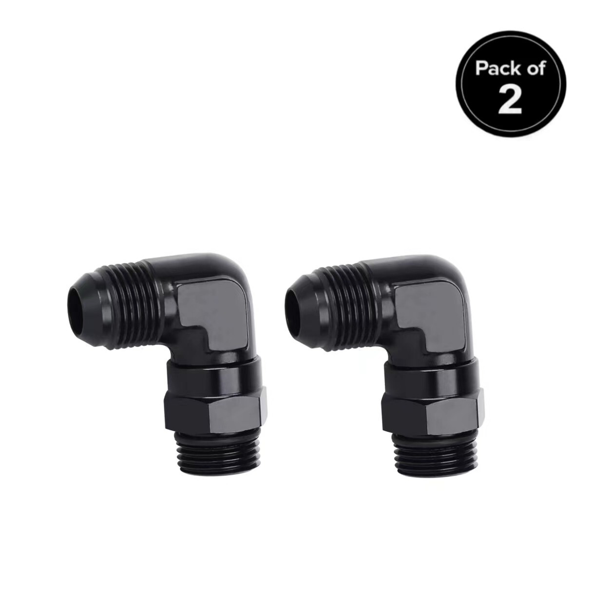 LokoCar 8AN Male to 8AN ORB Male Swivel Adapter Fitting 90° Degree Black 2Pcs LokoCar 8AN Male to 8AN ORB Male Swivel Adapter Fitting 90° Degree Black 2Pcs