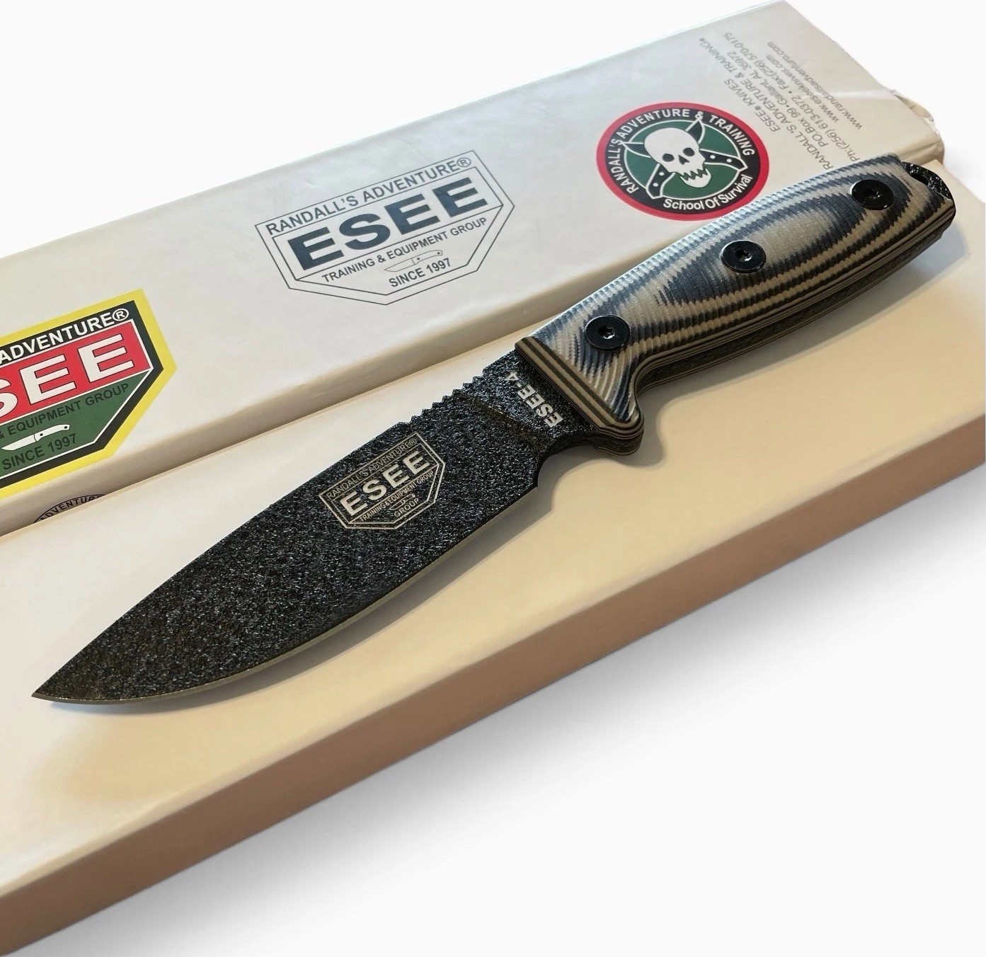 ESEE-4 Fixed Blade 1095 Carbon Steel Black G10 Powder Coat Sheath USA Knife